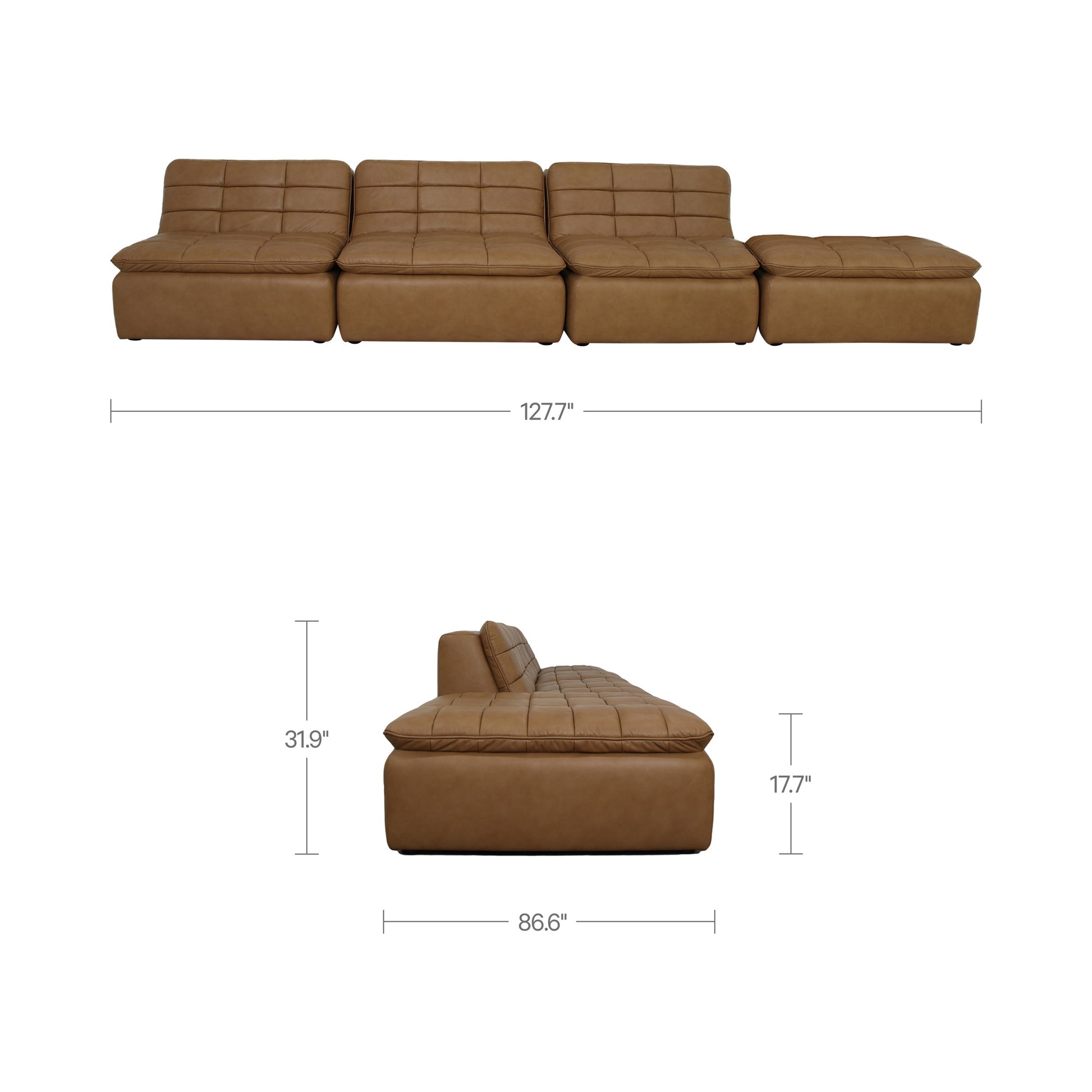 Lino Lounge Modular Sectional Tan Leather by Moe's Home Collection - view 6