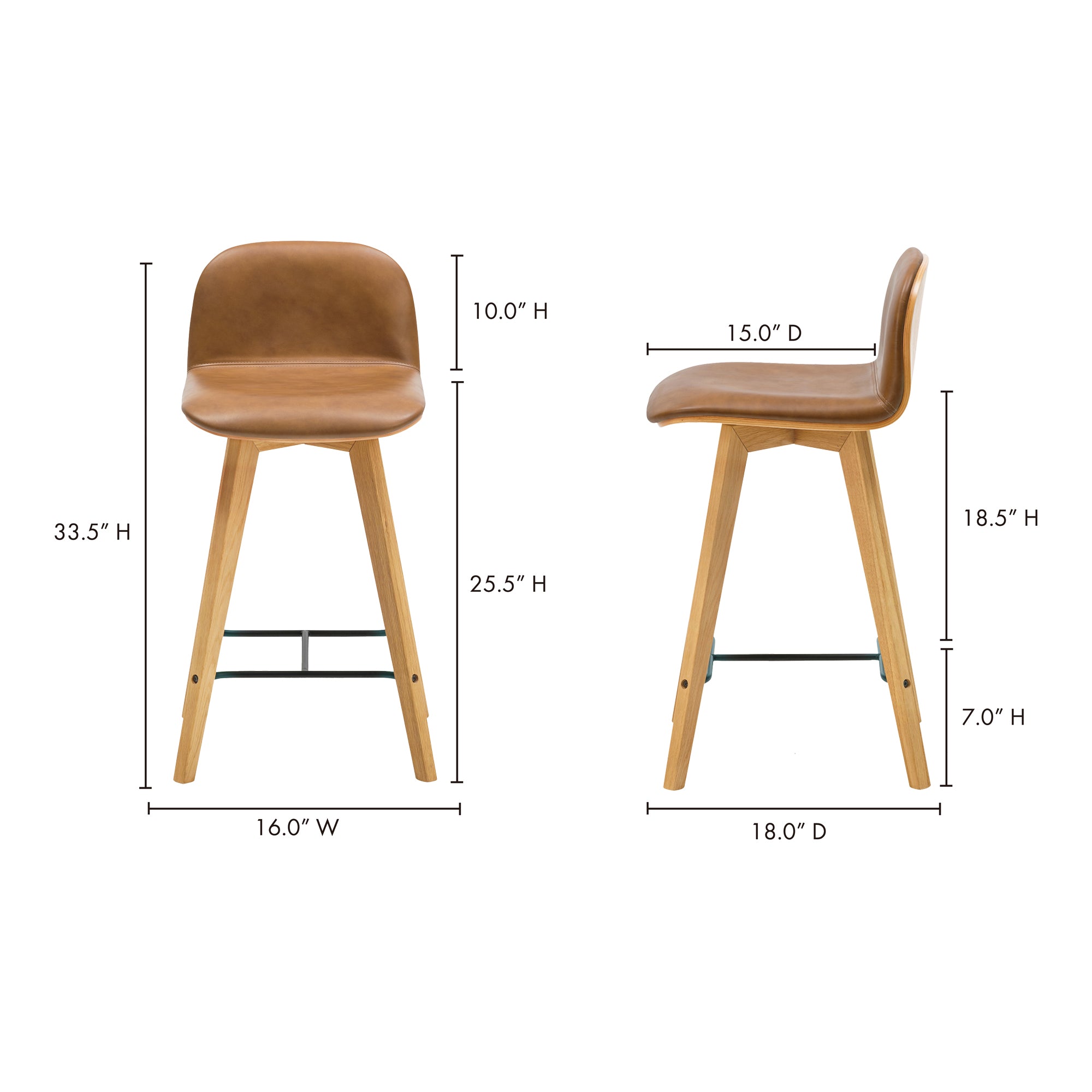 Napoli Leather Counter Stool by Moe's Home Collection - view 11