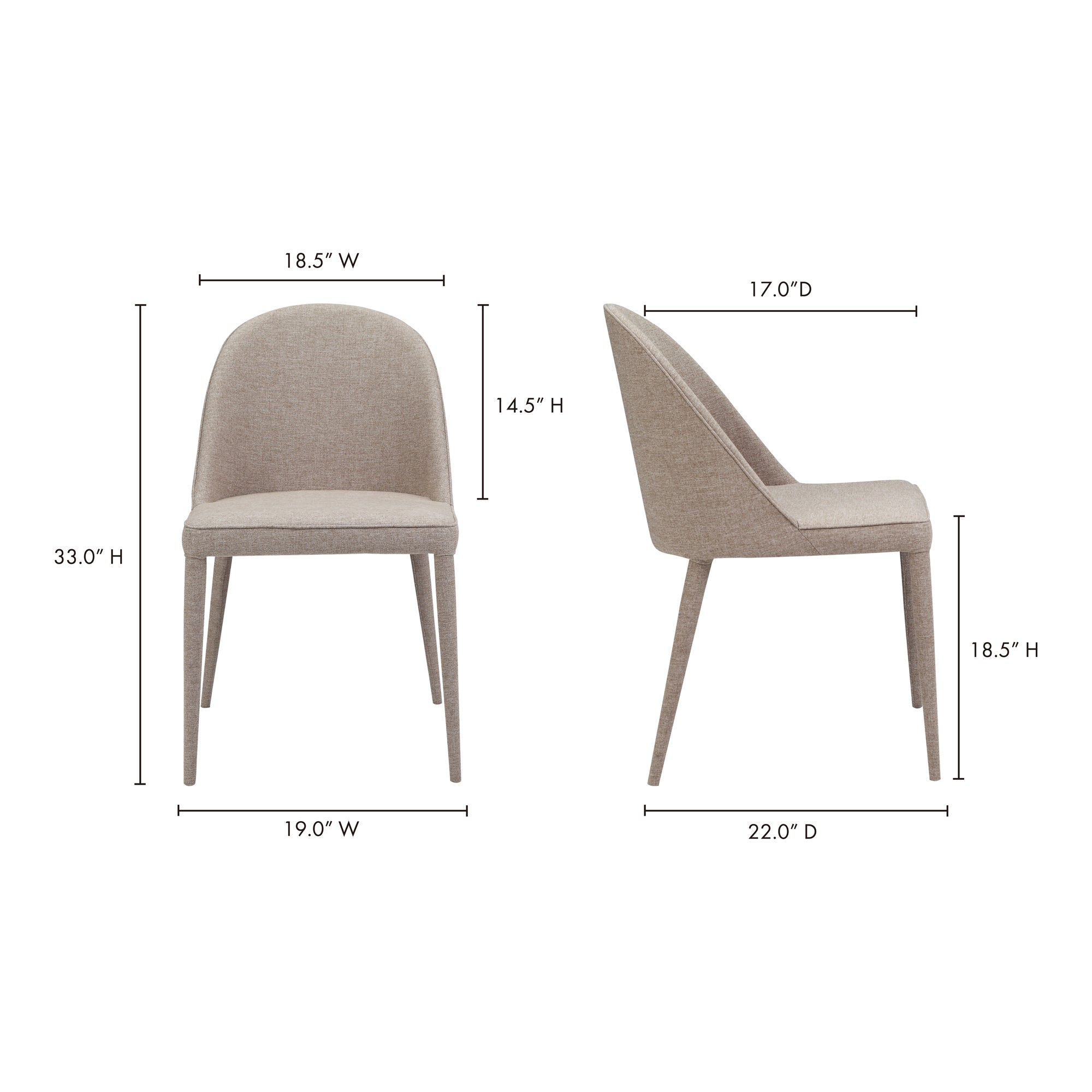 Burton Dining Chair Light Grey - Set Of Two by Moe's Home Collection - view 12