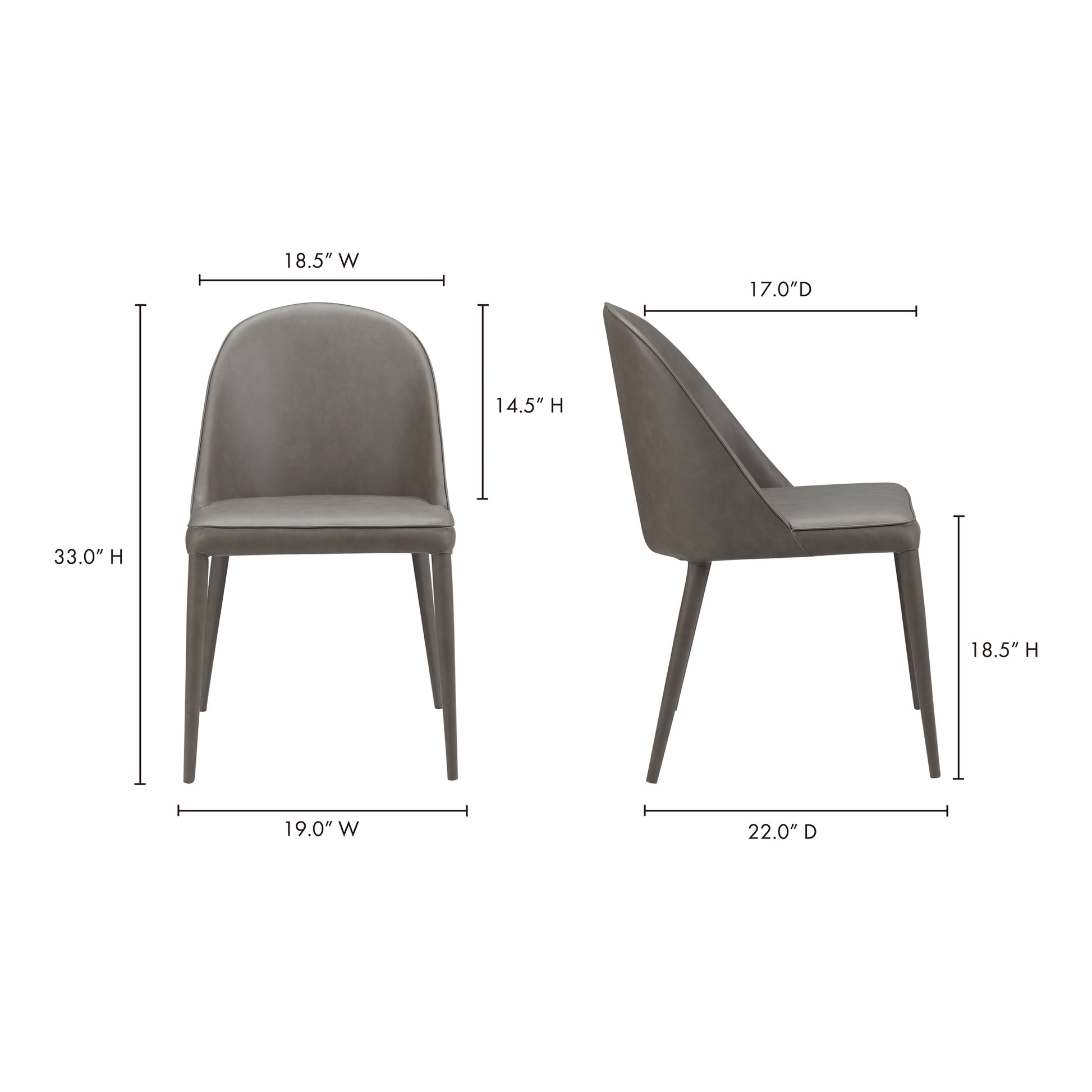 Burton Dining Chair Grey Vegan Leather - Set Of Two by Moe's Home Collection - view 4