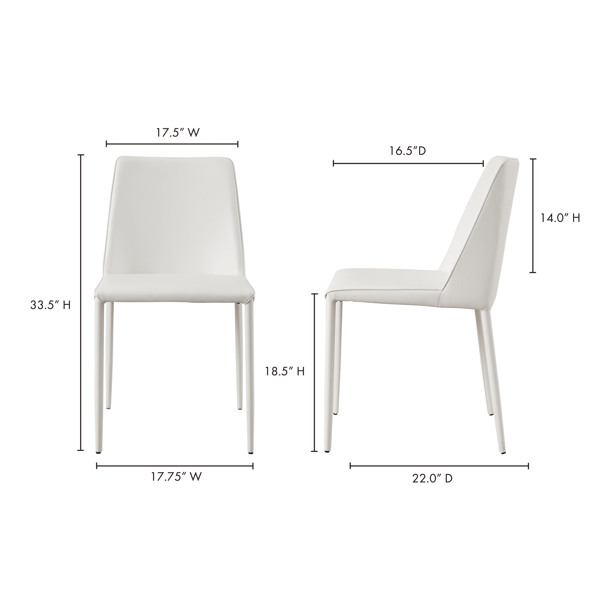 Nora Dining Chair White Vegan Leather - Set Of Two by Moe's Home Collection - view 10