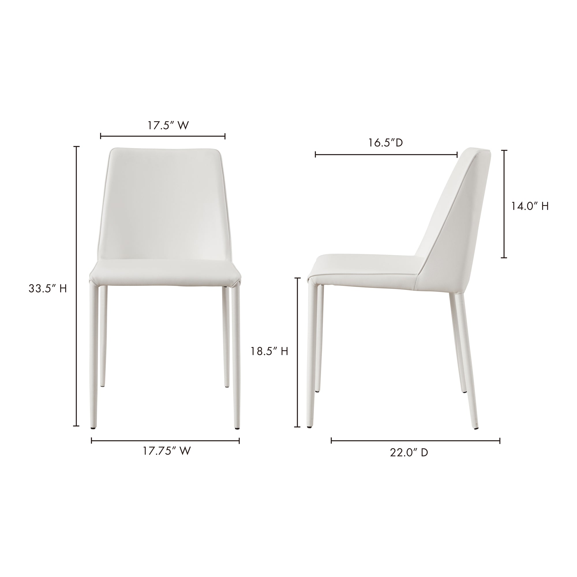 Nora Dining Chair White Vegan Leather - Set Of Two by Moe's Home Collection - view 10