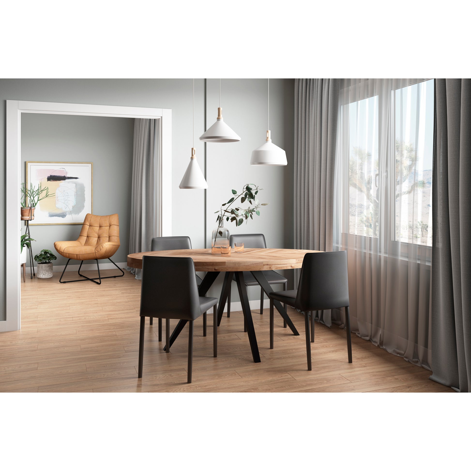 Nora Dining Chair Black Vegan Leather - Set Of Two by Moe's Home Collection - view 9