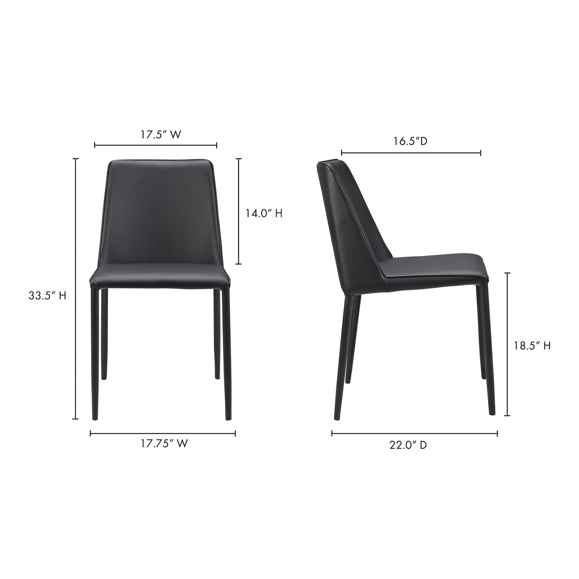 Nora Dining Chair Black Vegan Leather - Set Of Two by Moe's Home Collection - view 11