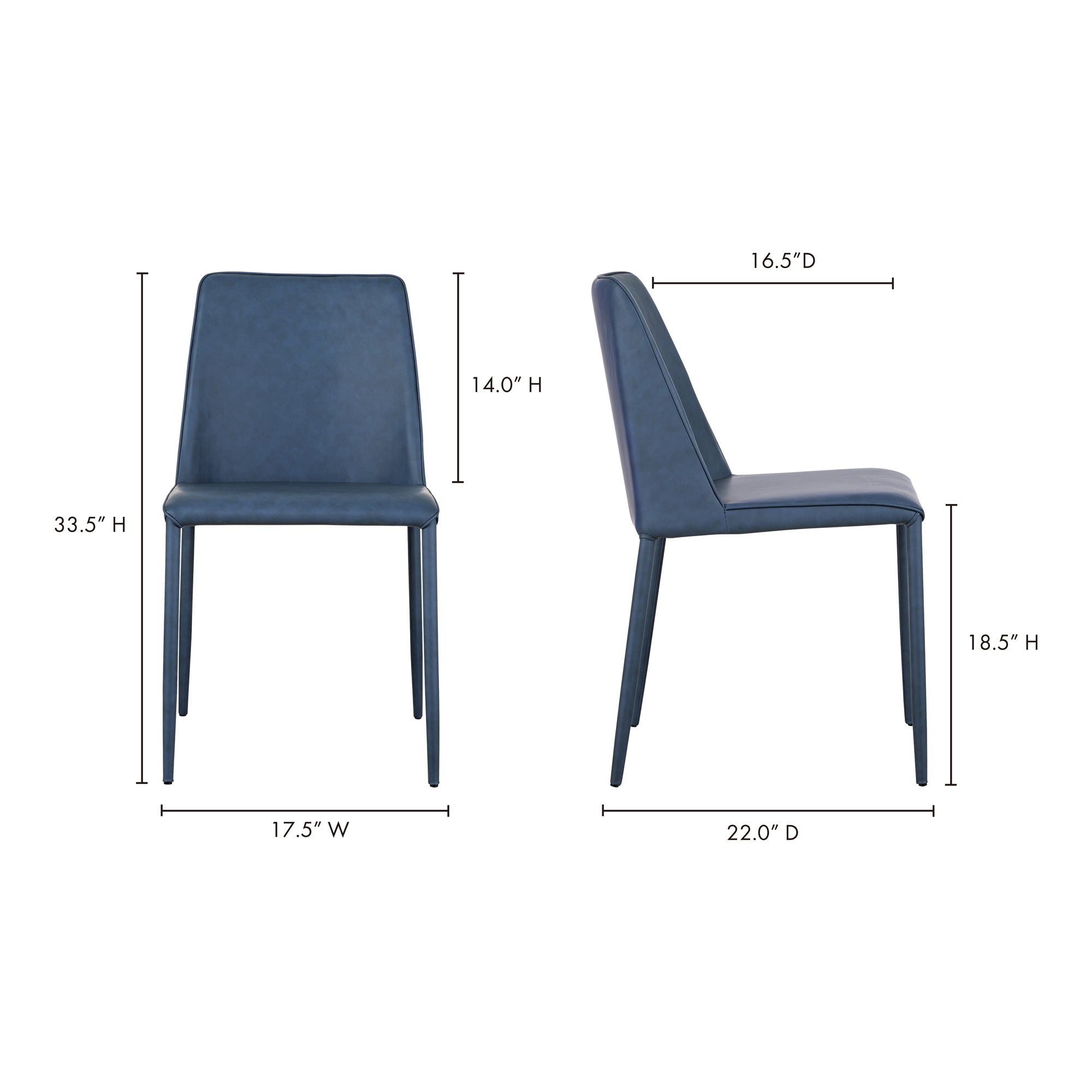 Nora Dining Chair Ocean Cavern Grey Vegan Leather - Set Of Two by Moe's Home Collection - view 11