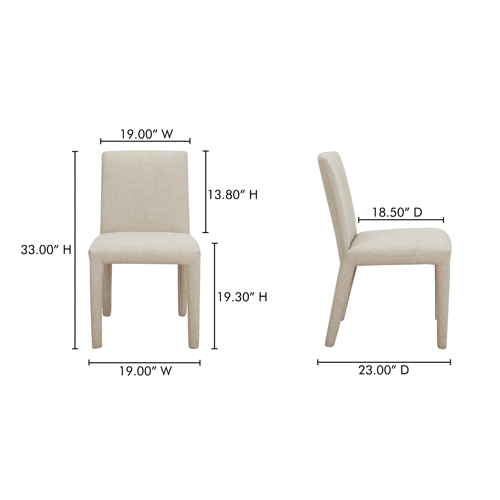 Monte Dining Chair Beige - Set Of Two by Moe's Home Collection - view 4