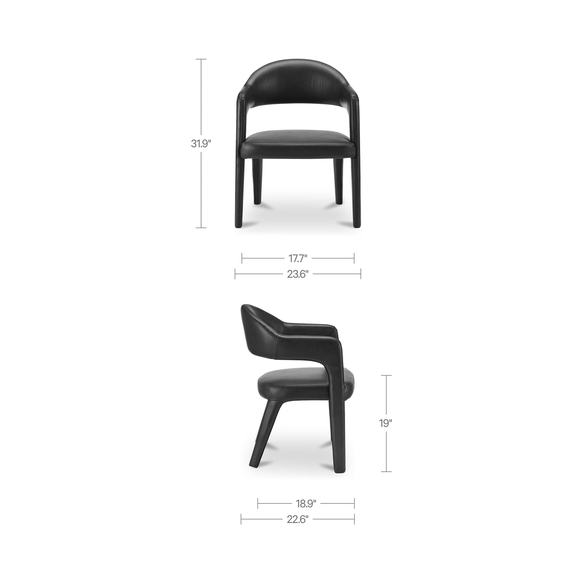 Martens Dining Chair Black Leather by Moe's Home Collection - view 3