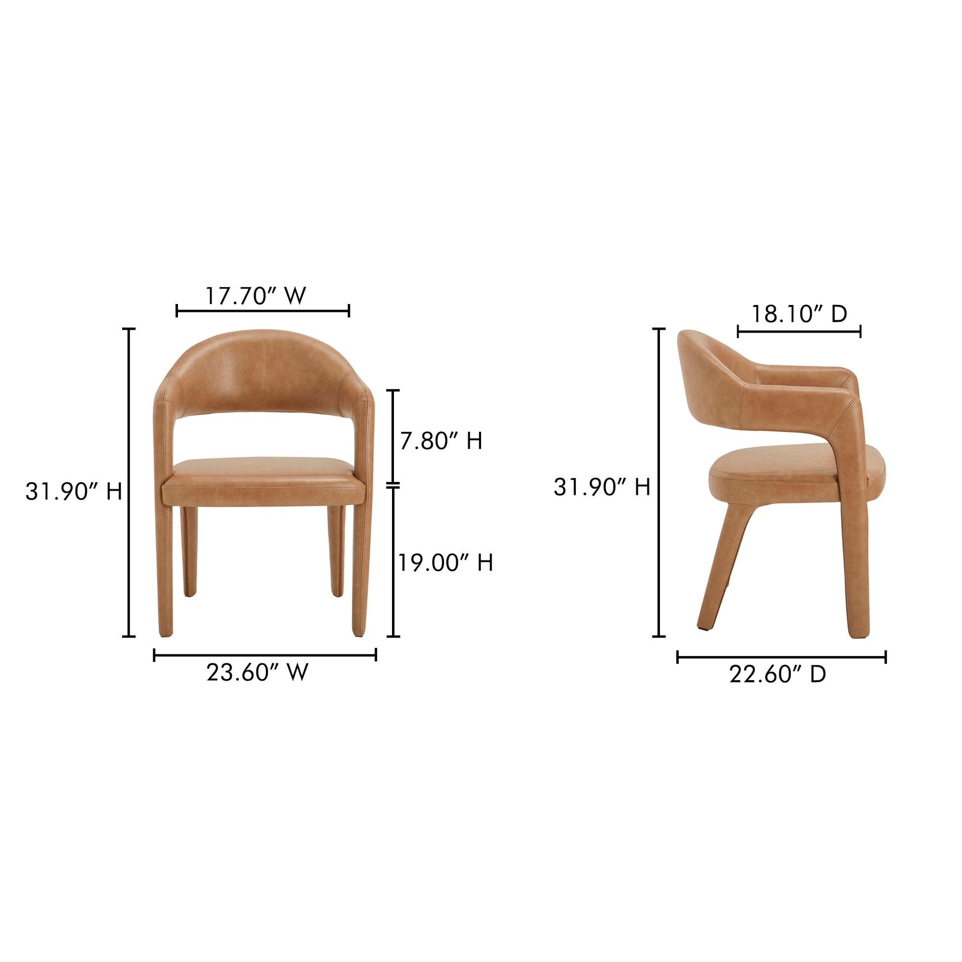 Martens Dining Chair Brown Leather by Moe's Home Collection - view 4