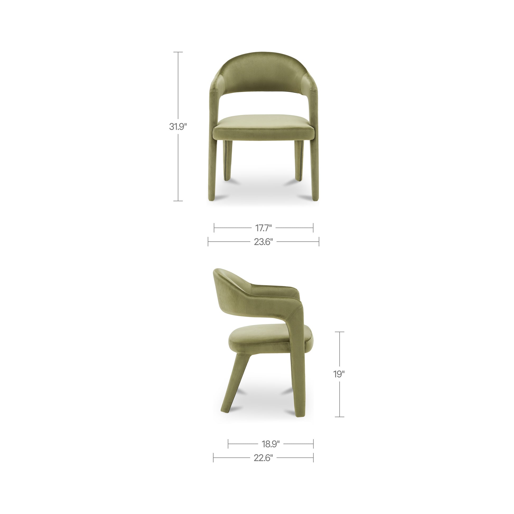 Martens Dining Chair Green Velvet by Moe's Home Collection - view 3