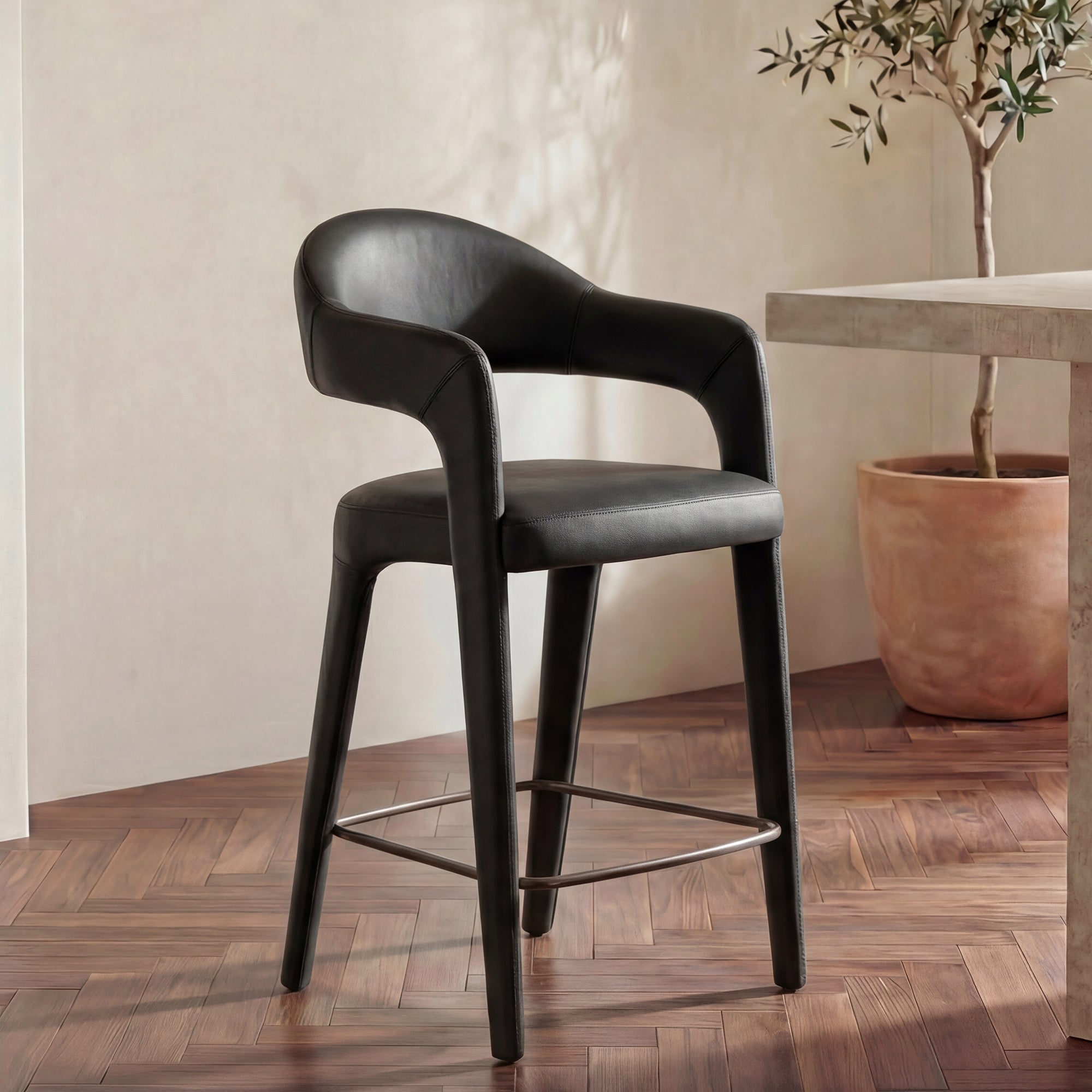 Martens Counter Stool Black Leather by Moe's Home Collection - view 2