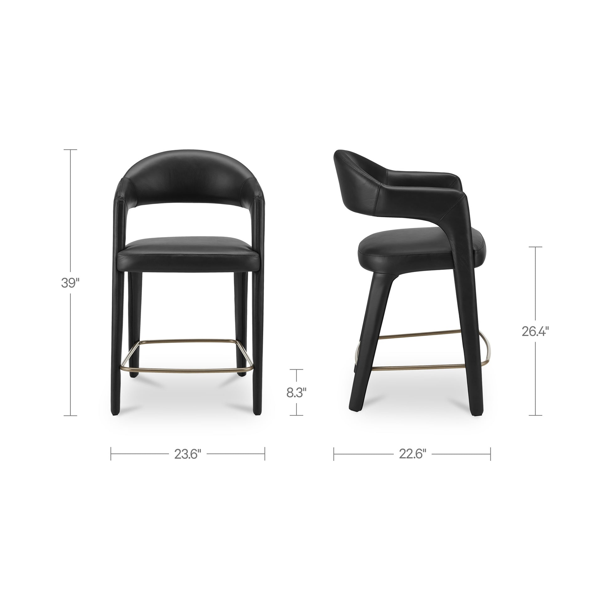 Martens Counter Stool Black Leather by Moe's Home Collection - view 3