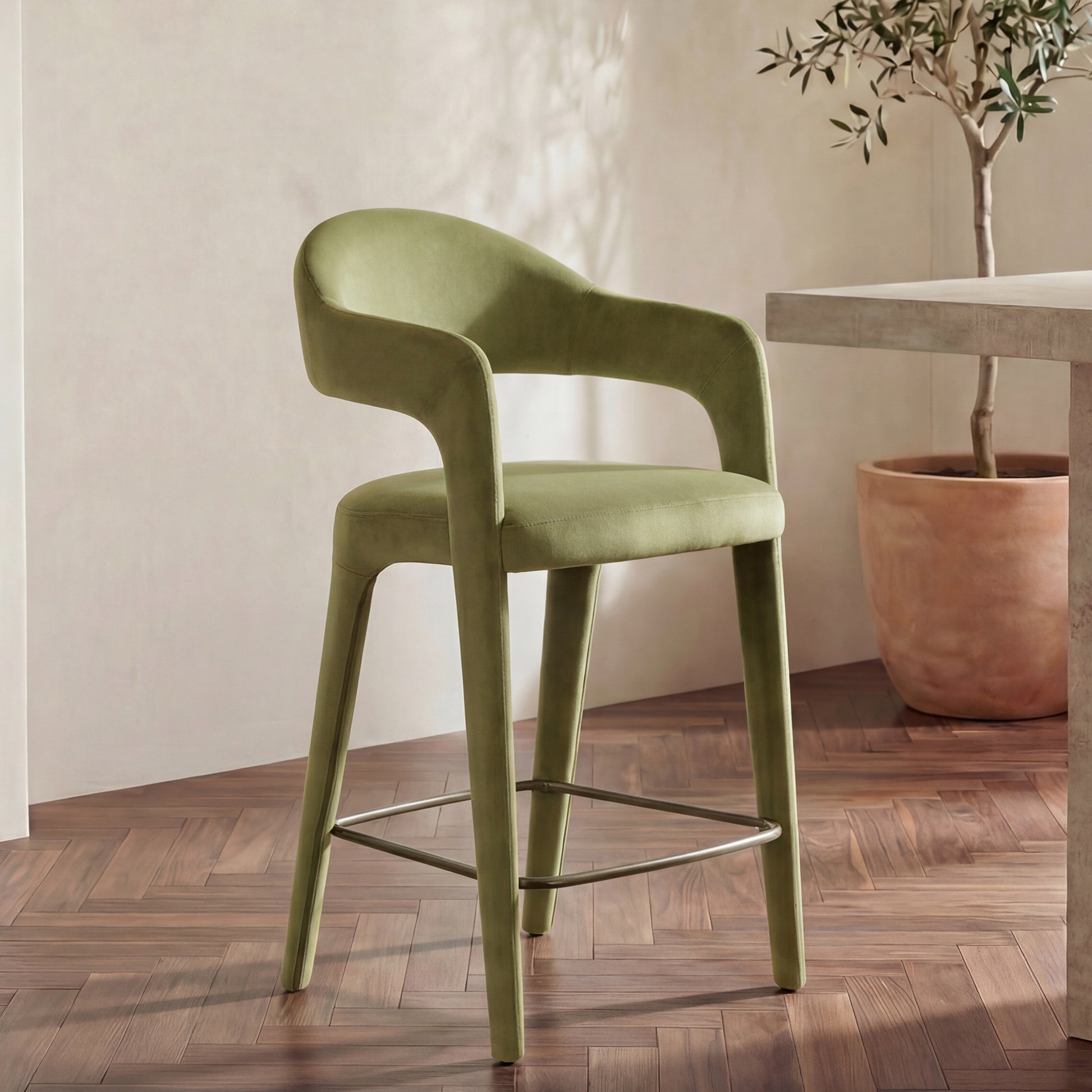 Martens Counter Stool Green Velvet by Moe's Home Collection - view 2