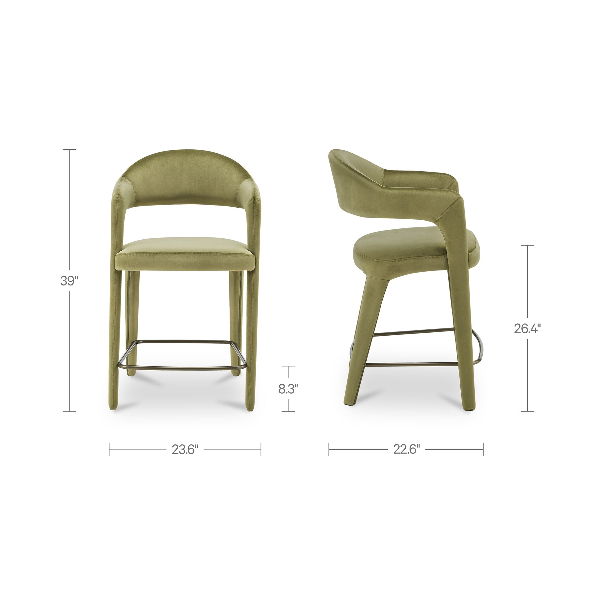 Martens Counter Stool Green Velvet by Moe's Home Collection - view 3