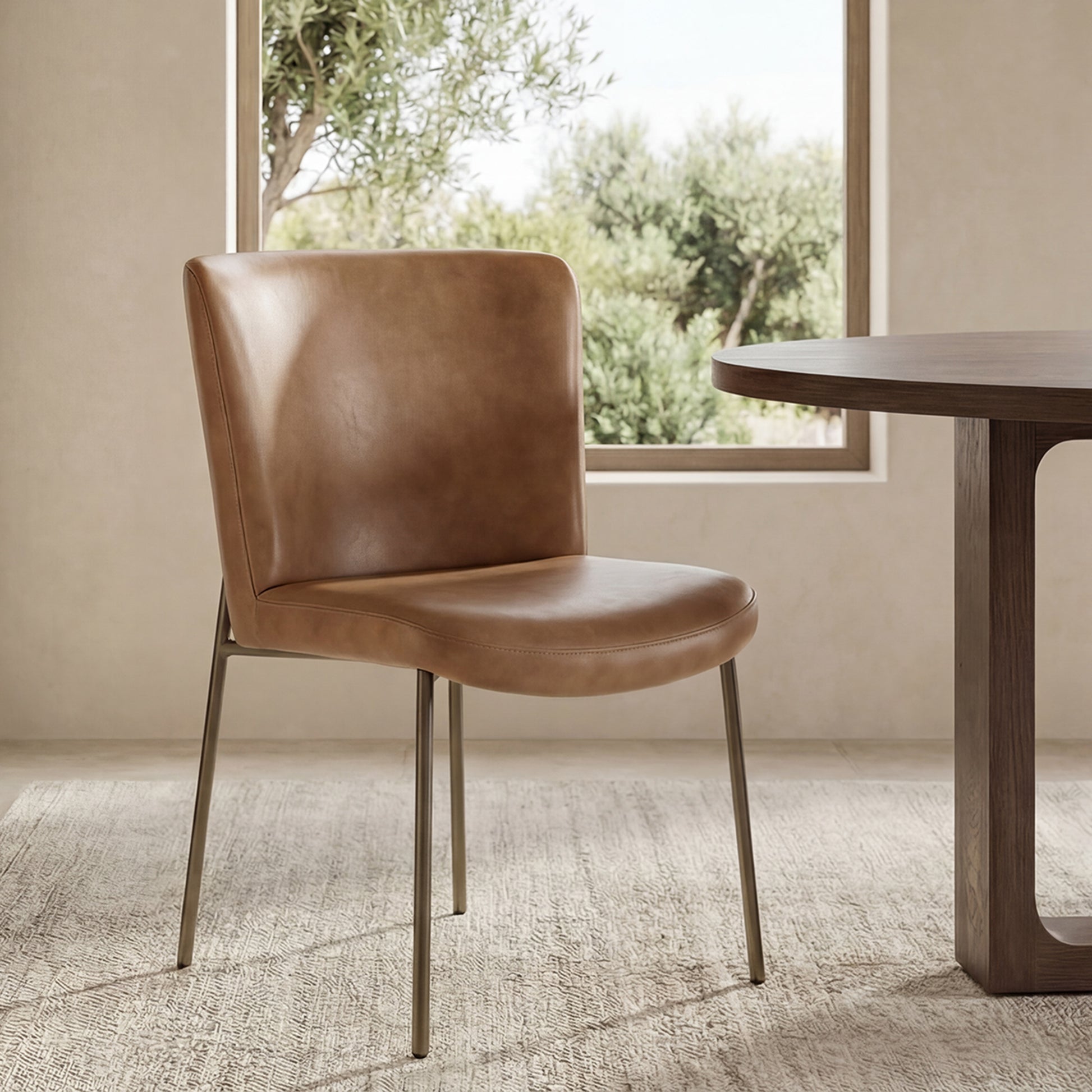 Early Dining Chair Tan Leather-Set Of Two by Moe's Home Collection - view 2