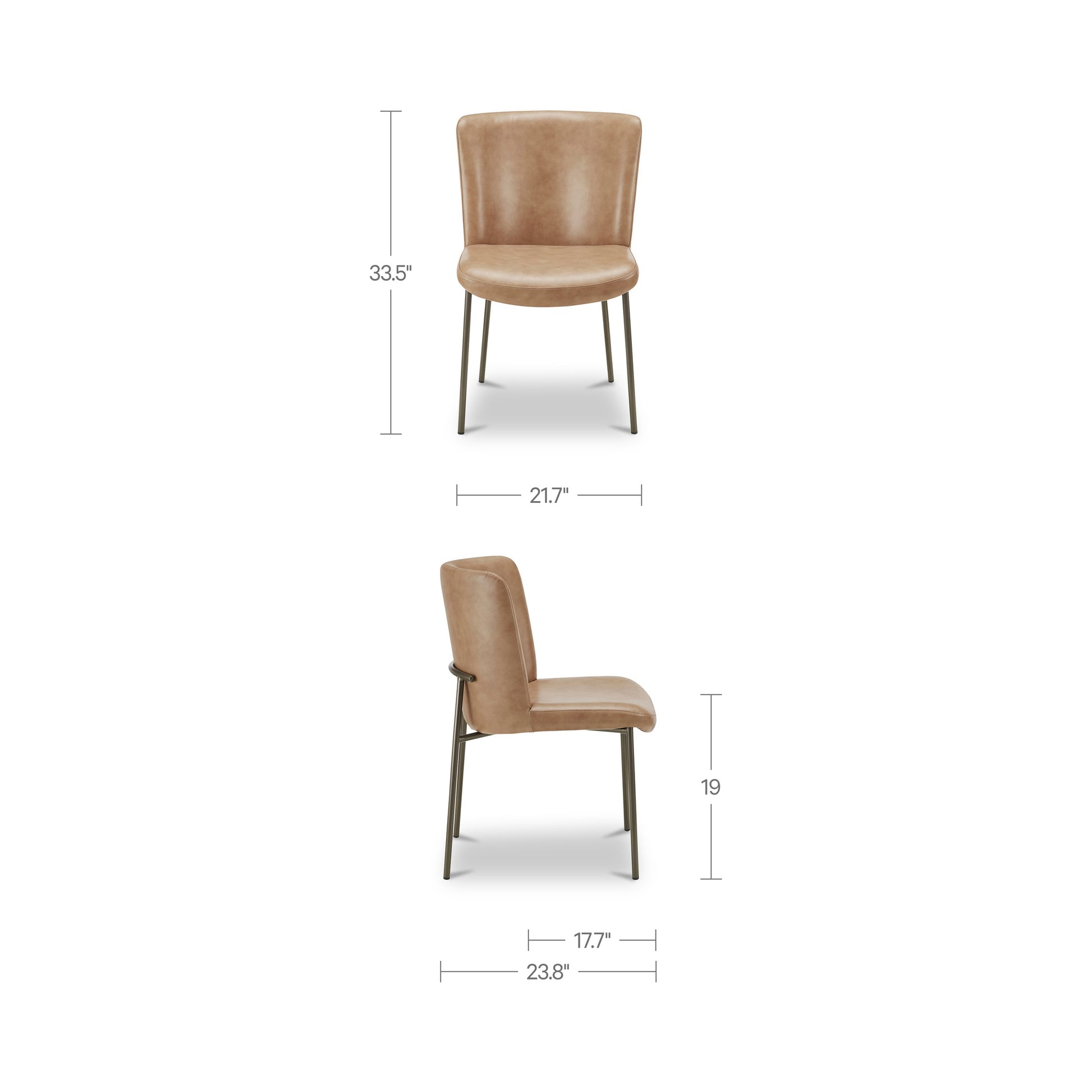 Early Dining Chair Tan Leather-Set Of Two by Moe's Home Collection - view 3