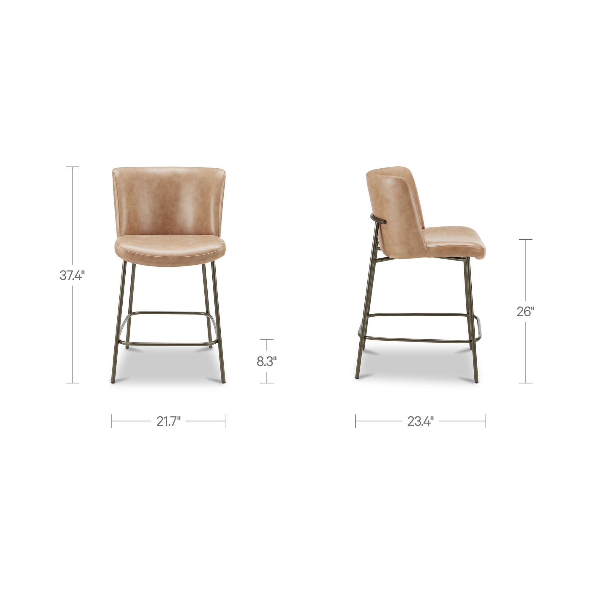 Early Counter Stool Tan Leather by Moe's Home Collection - view 3
