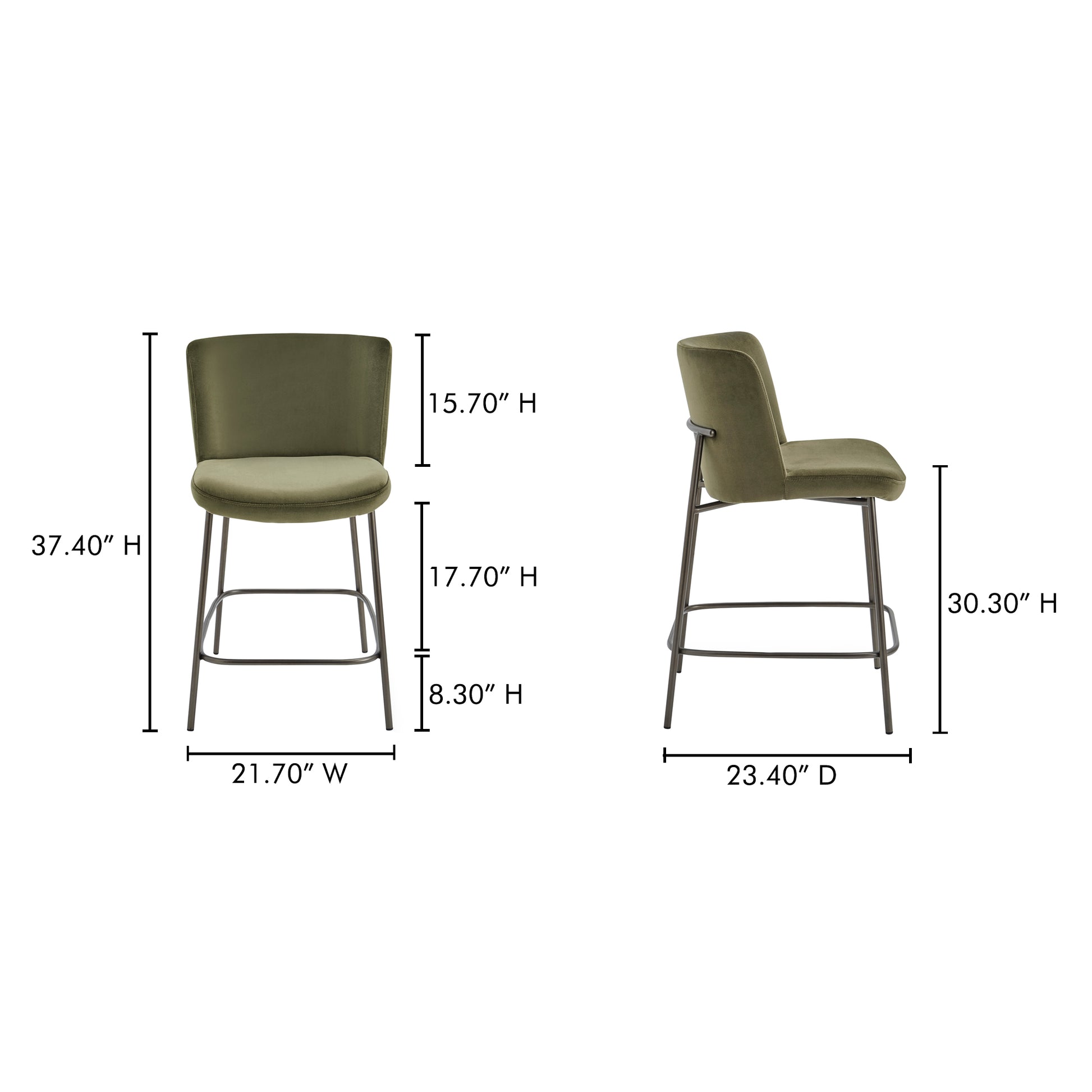 Early Counter Stool Faux Green Mohair by Moe's Home Collection - view 5