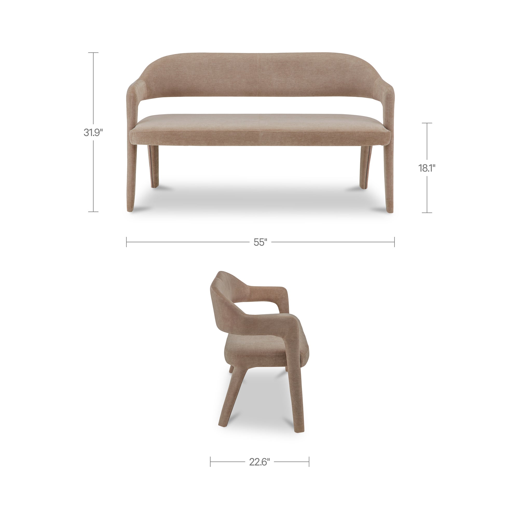 Martens Dining Bench Camel by Moe's Home Collection - view 3