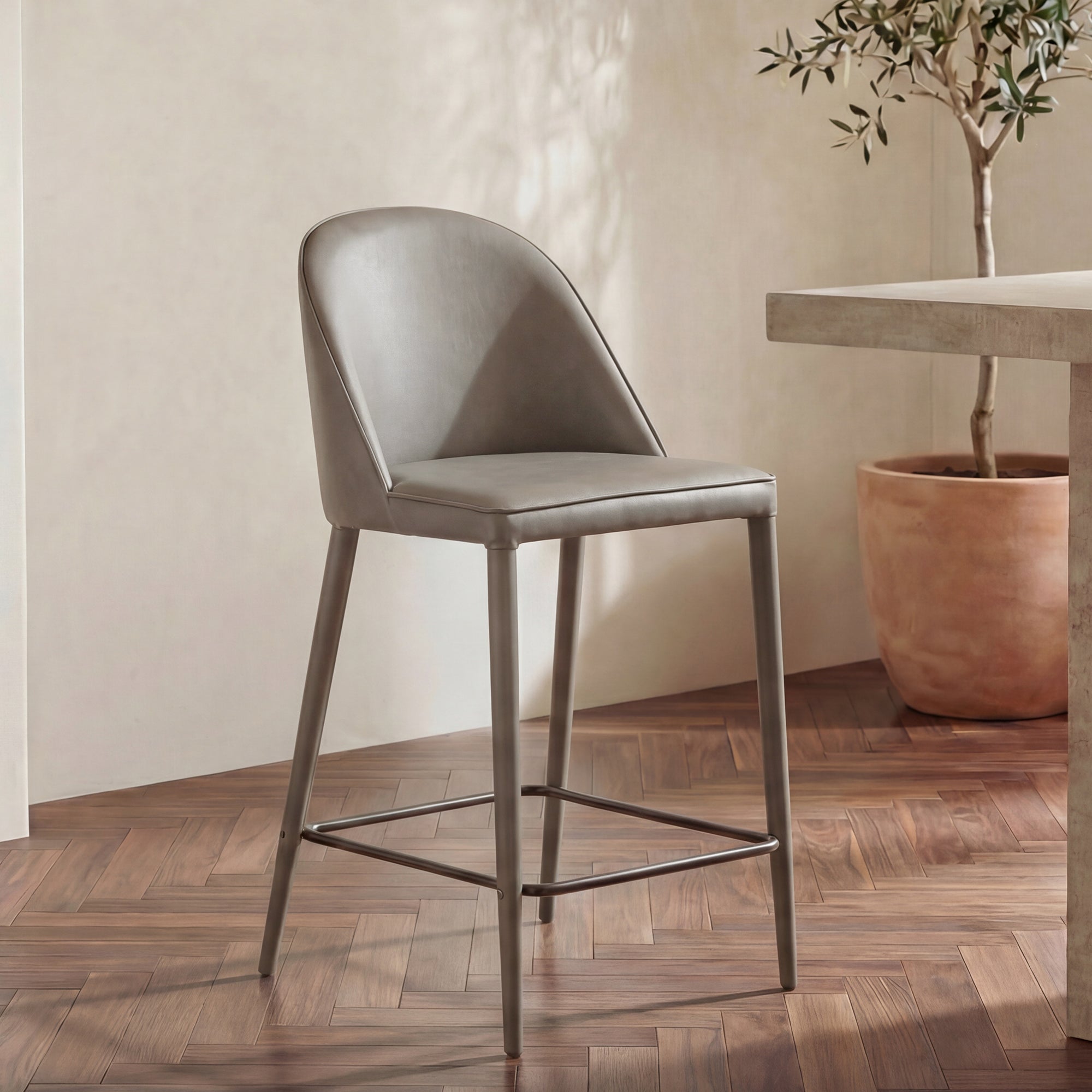 Burton Counter Stool Grey Vegan Leather by Moe's Home Collection - view 2