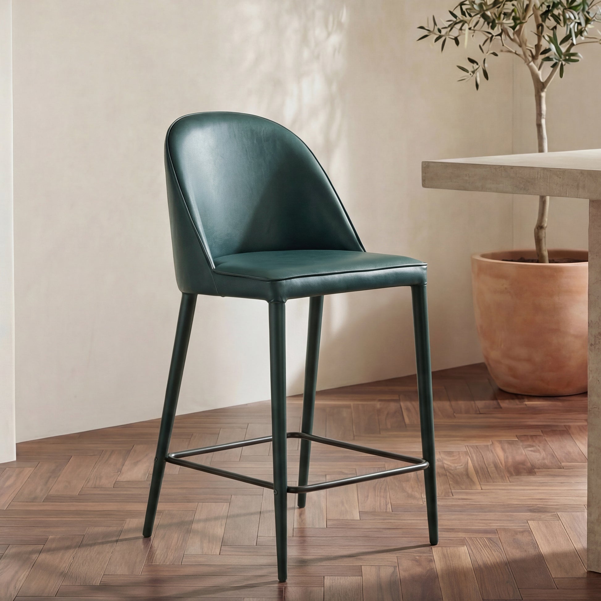 Burton Counter Stool Dark Teal Vegan Leather by Moe's Home Collection - view 2