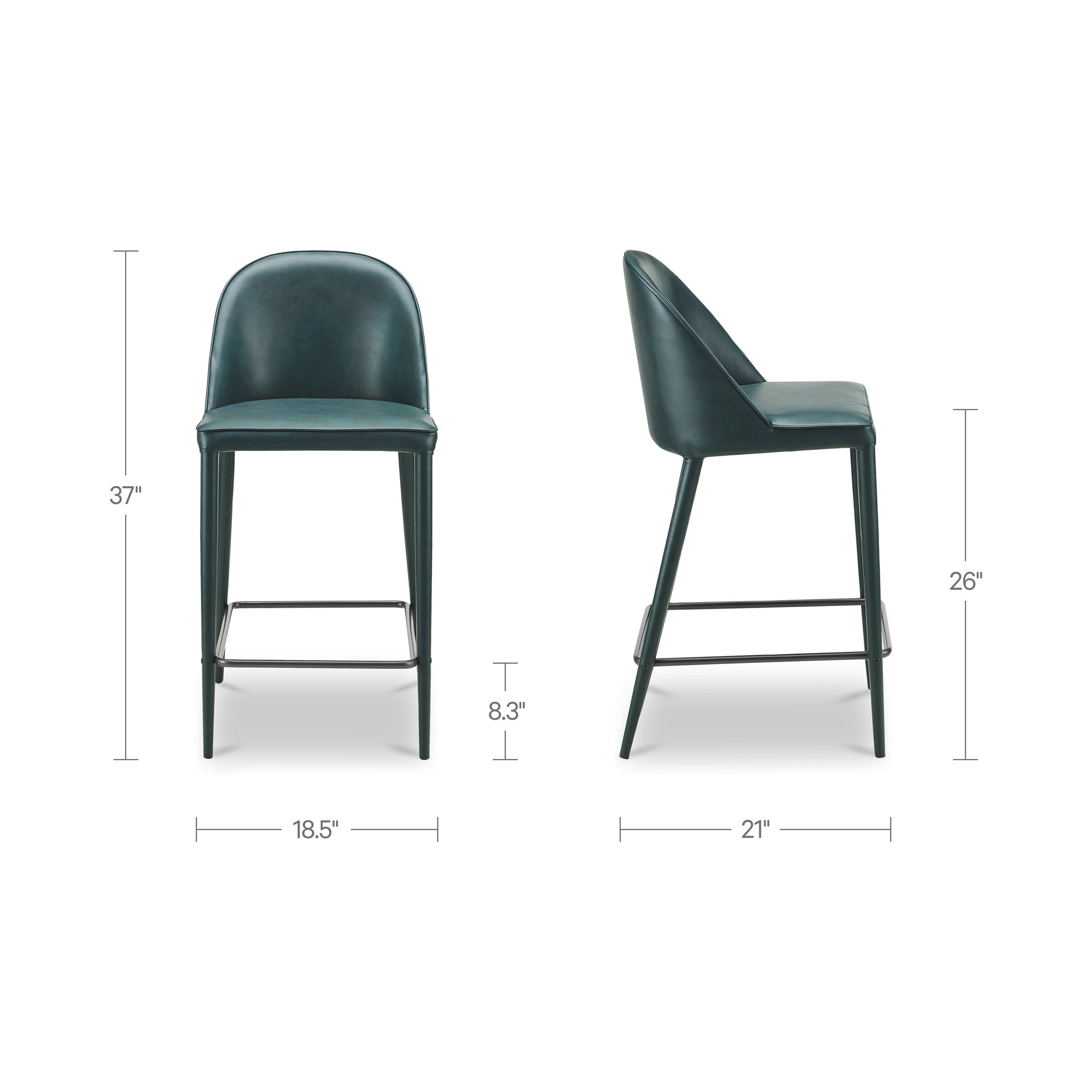 Burton Counter Stool Dark Teal Vegan Leather by Moe's Home Collection - view 3
