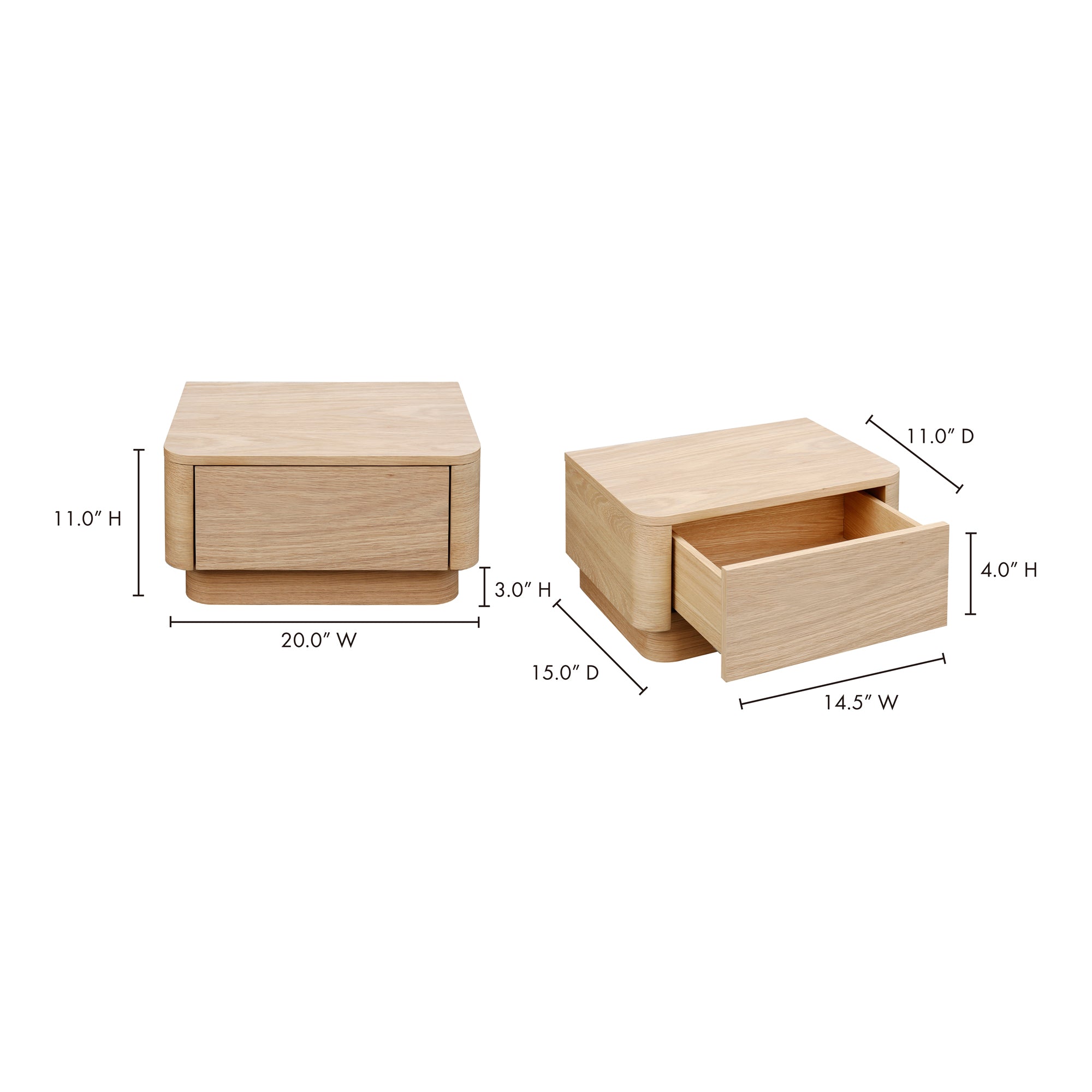 Round Off Small Nightstand Light Oak Brown by Moe's Home Collection - view 9