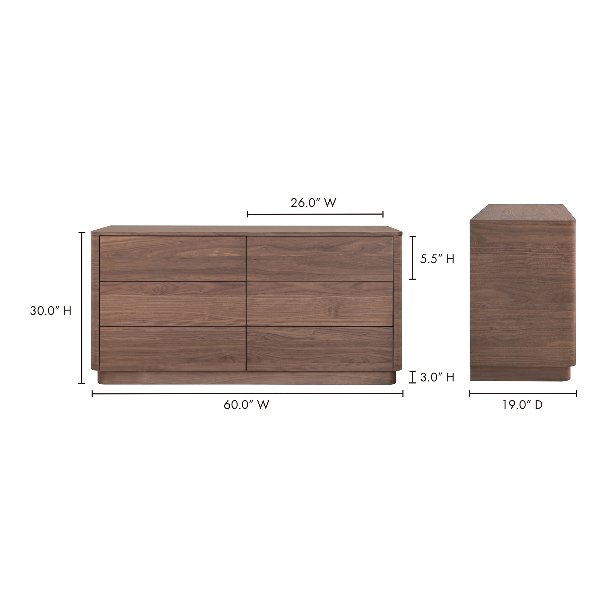 Round Off Dresser Walnut Brown by Moe's Home Collection - view 10
