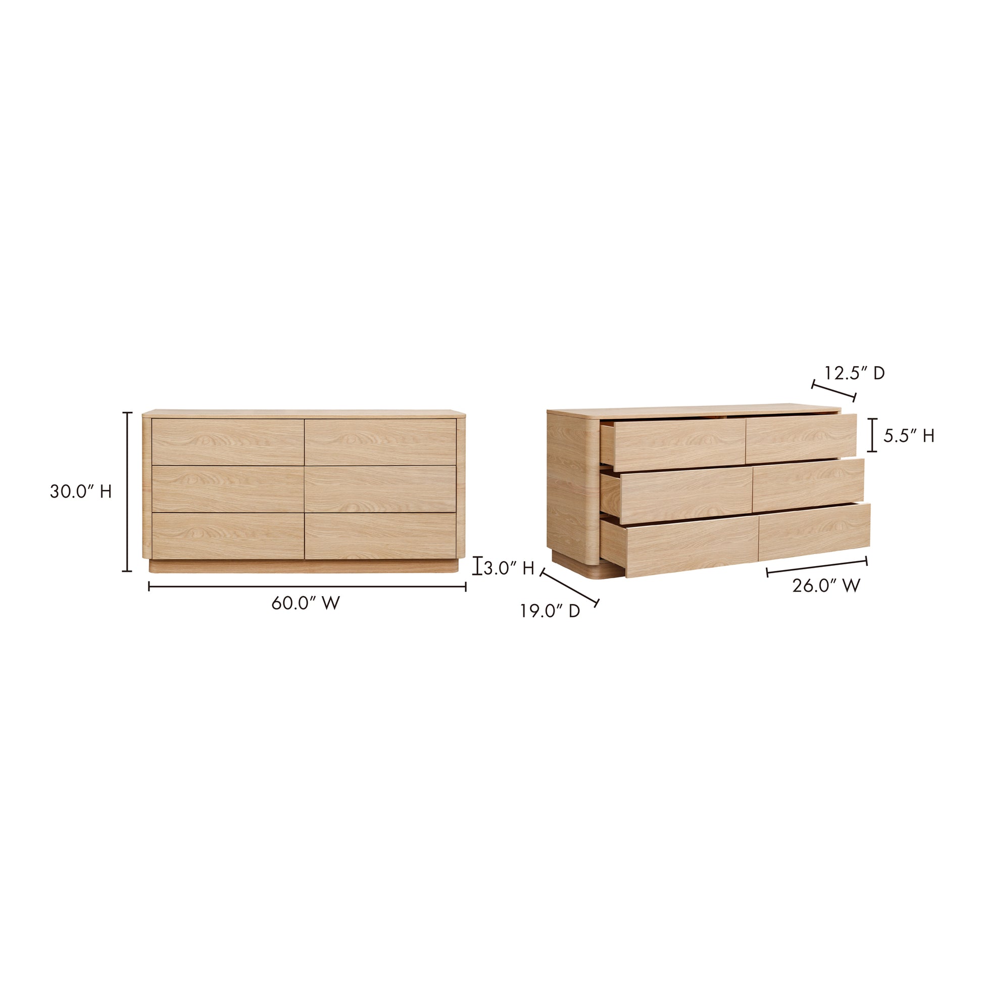 Round Off Dresser Light Oak Brown by Moe's Home Collection - view 8