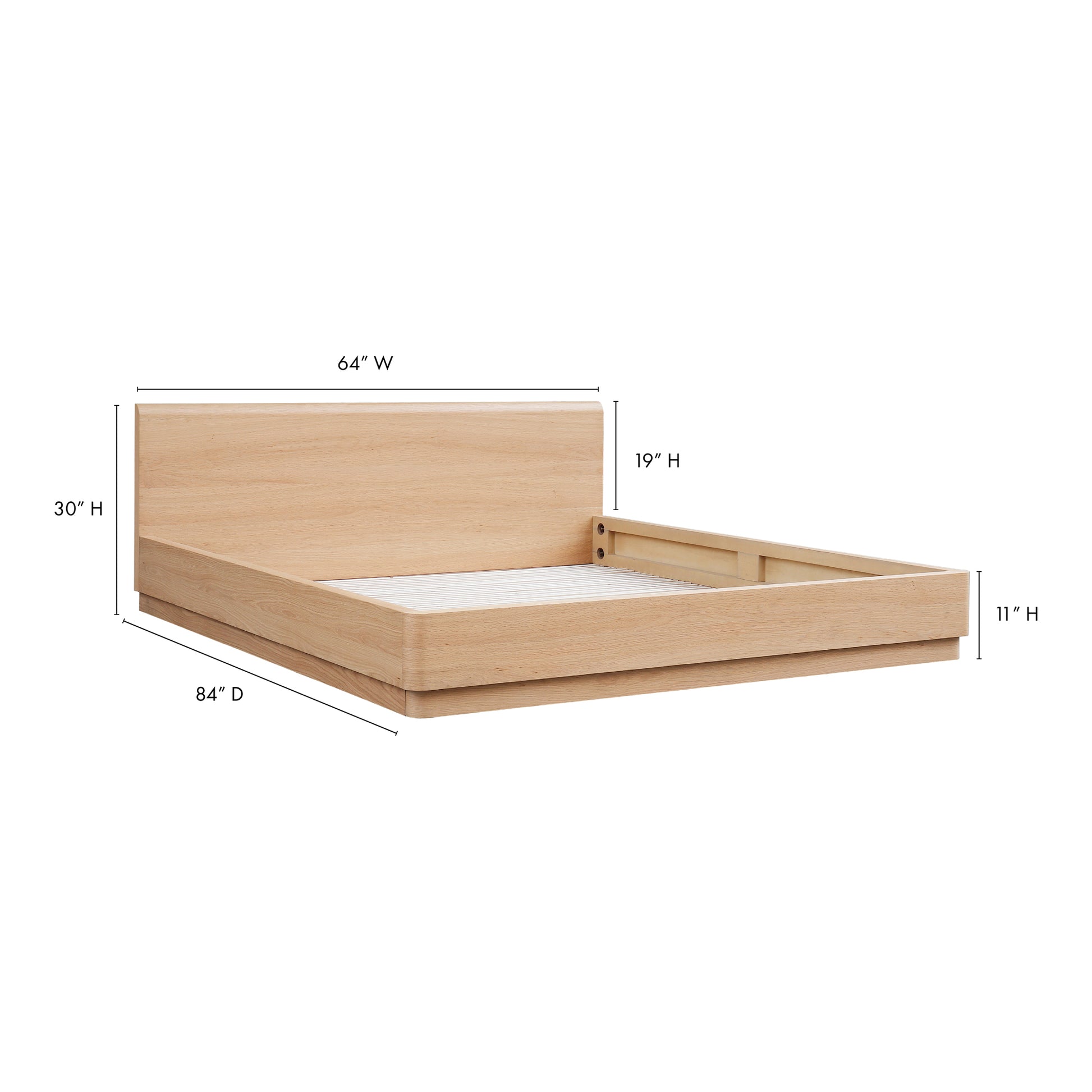 Round Off Queen Bed Light Oak Brown by Moe's Home Collection - view 3