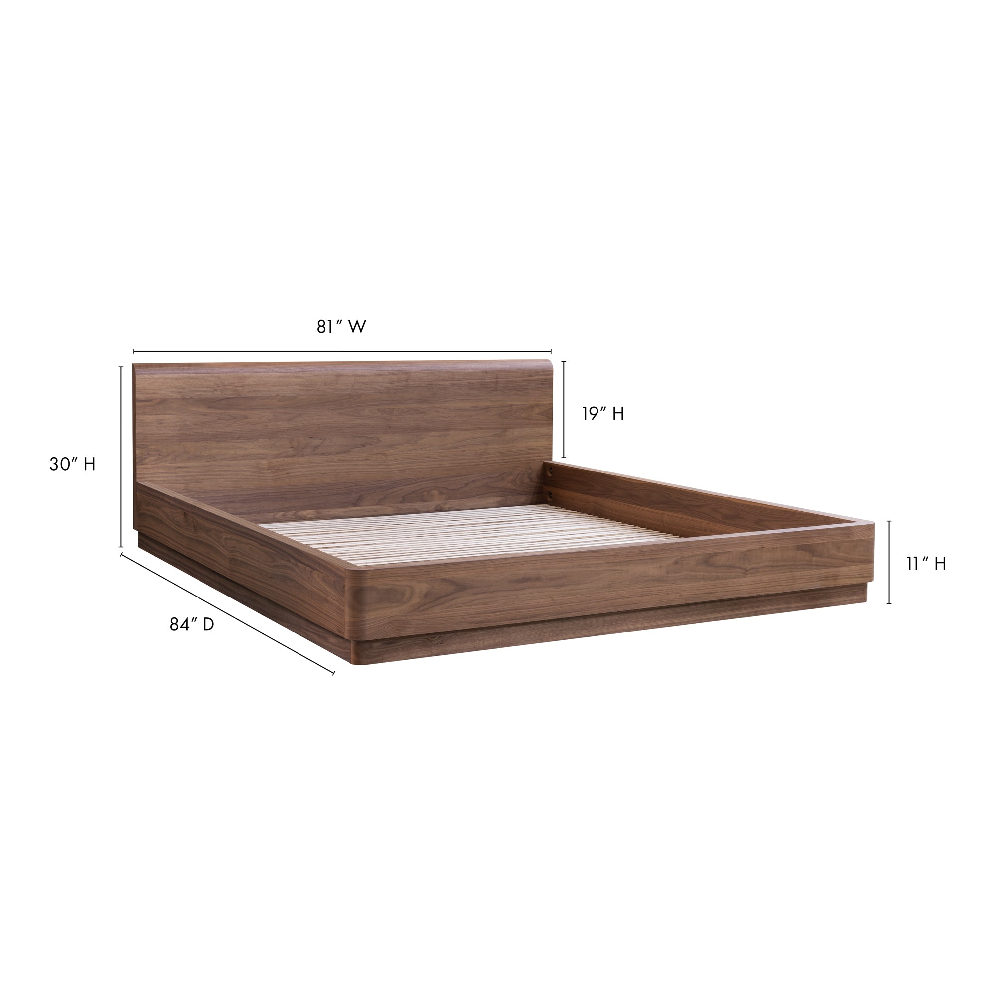 Round Off King Bed Walnut Brown by Moe's Home Collection - view 5