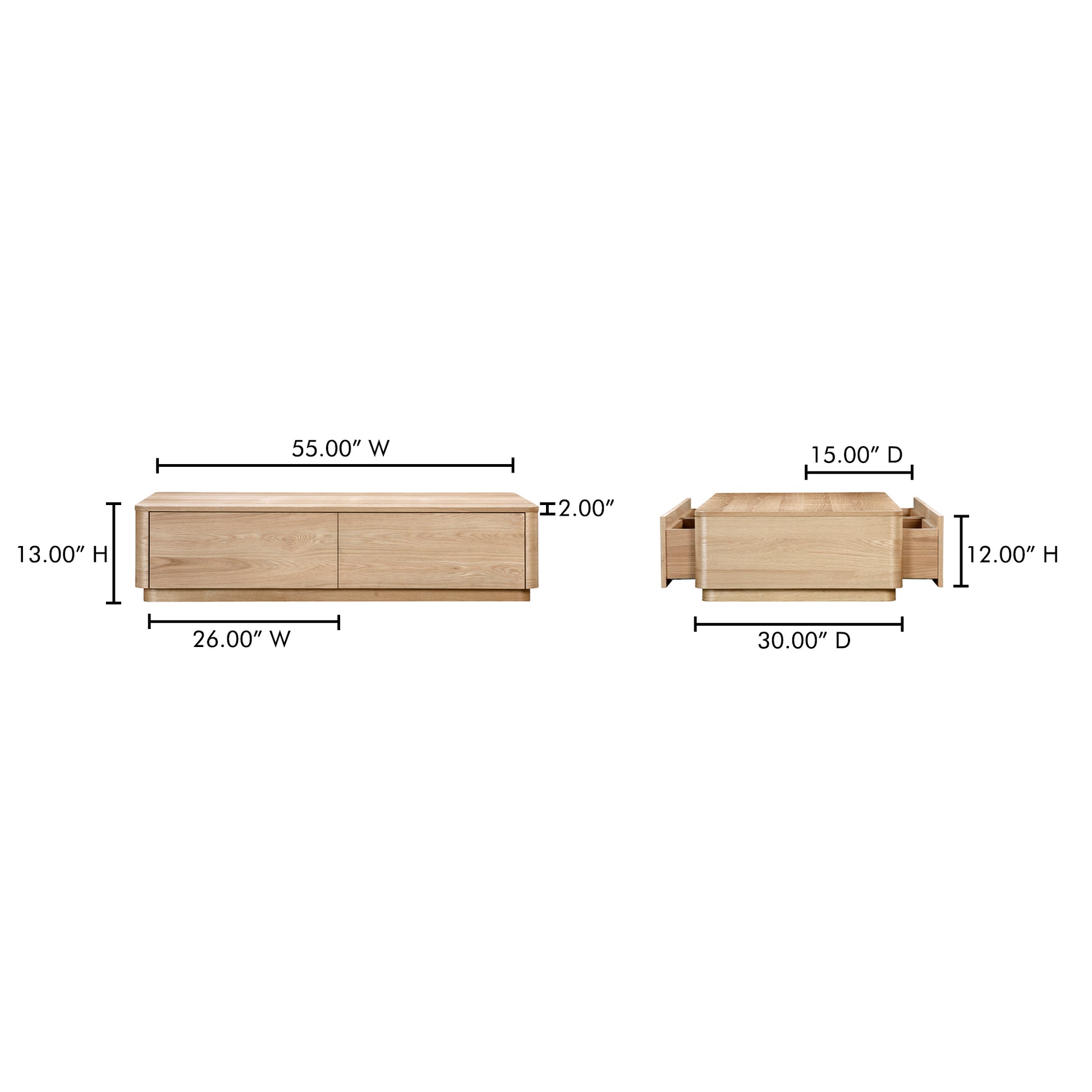 Round Off Coffee Table Natural Oak by Moe's Home Collection - view 5