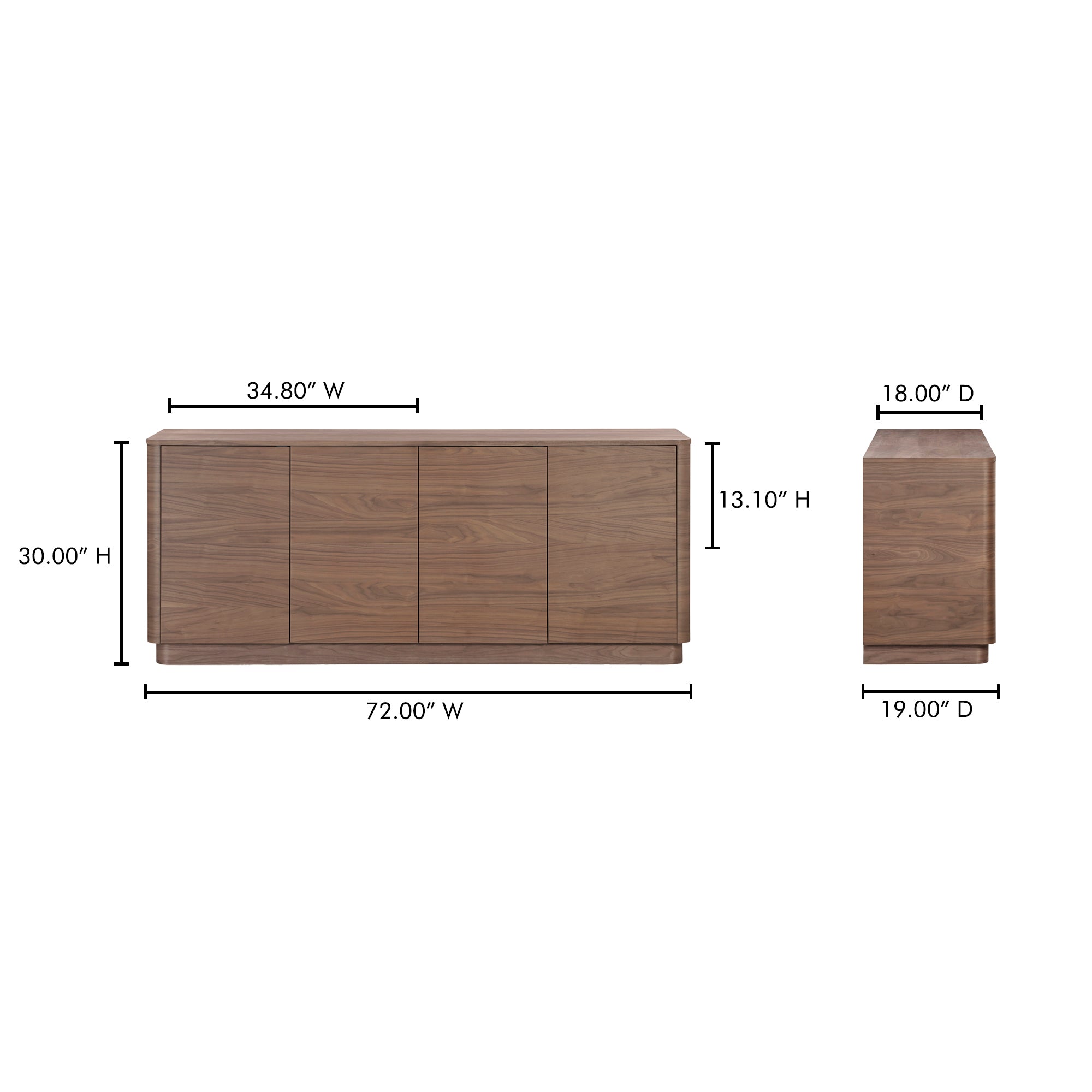 Round Off Sideboard Walnut Brown by Moe's Home Collection - view 4