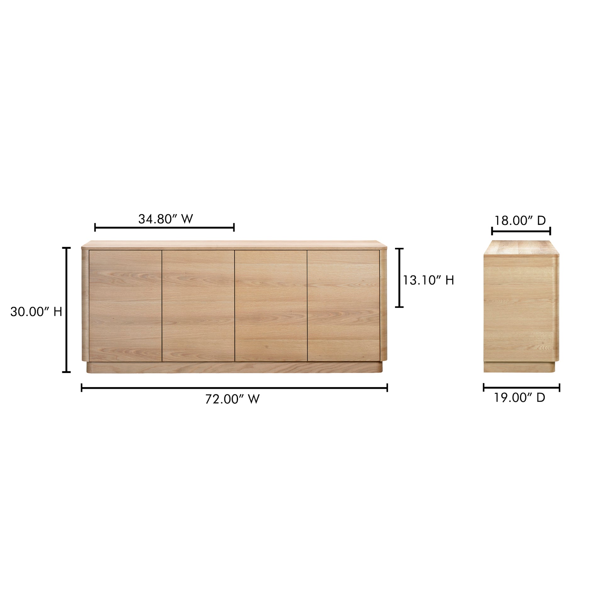 Round Off Sideboard Natural Oak by Moe's Home Collection - view 4