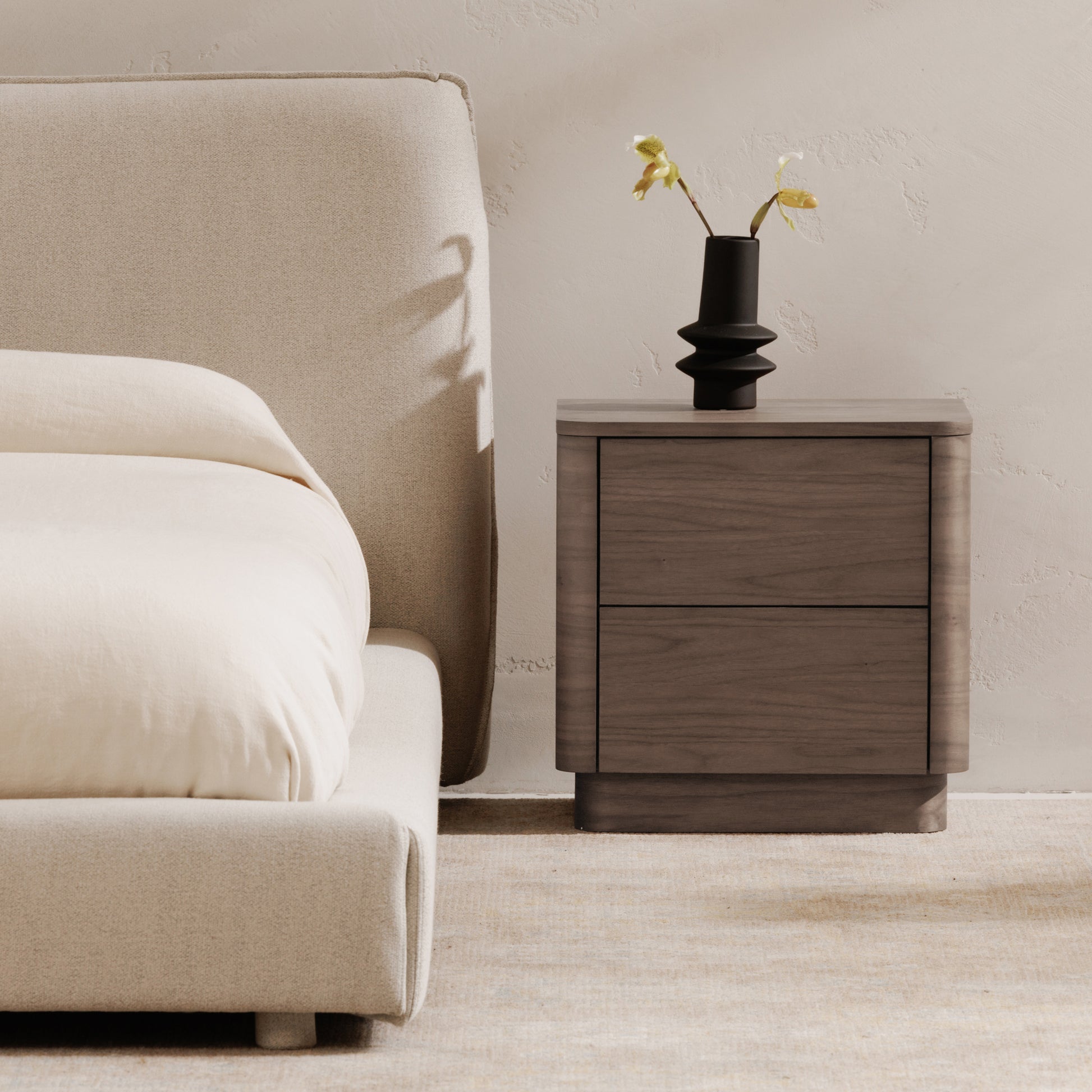Round Off Tall Nightstand Walnut Brown by Moe's Home Collection - view 3