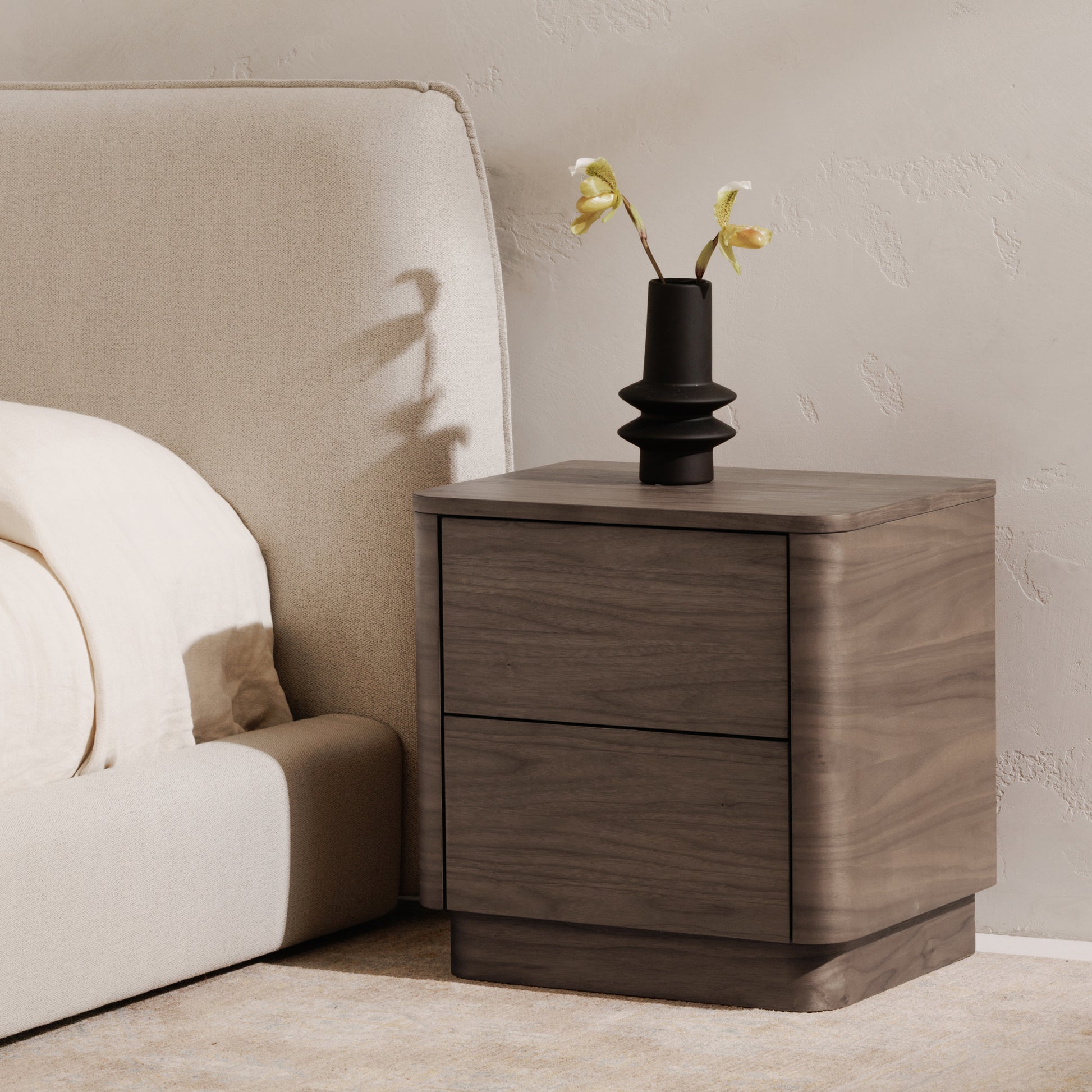 Round Off Tall Nightstand Walnut Brown by Moe's Home Collection - view 2