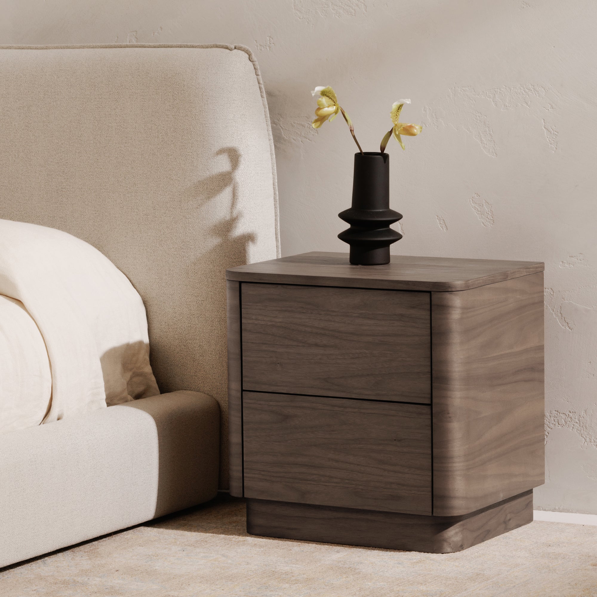 Round Off Tall Nightstand Walnut Brown by Moe's Home Collection - view 2