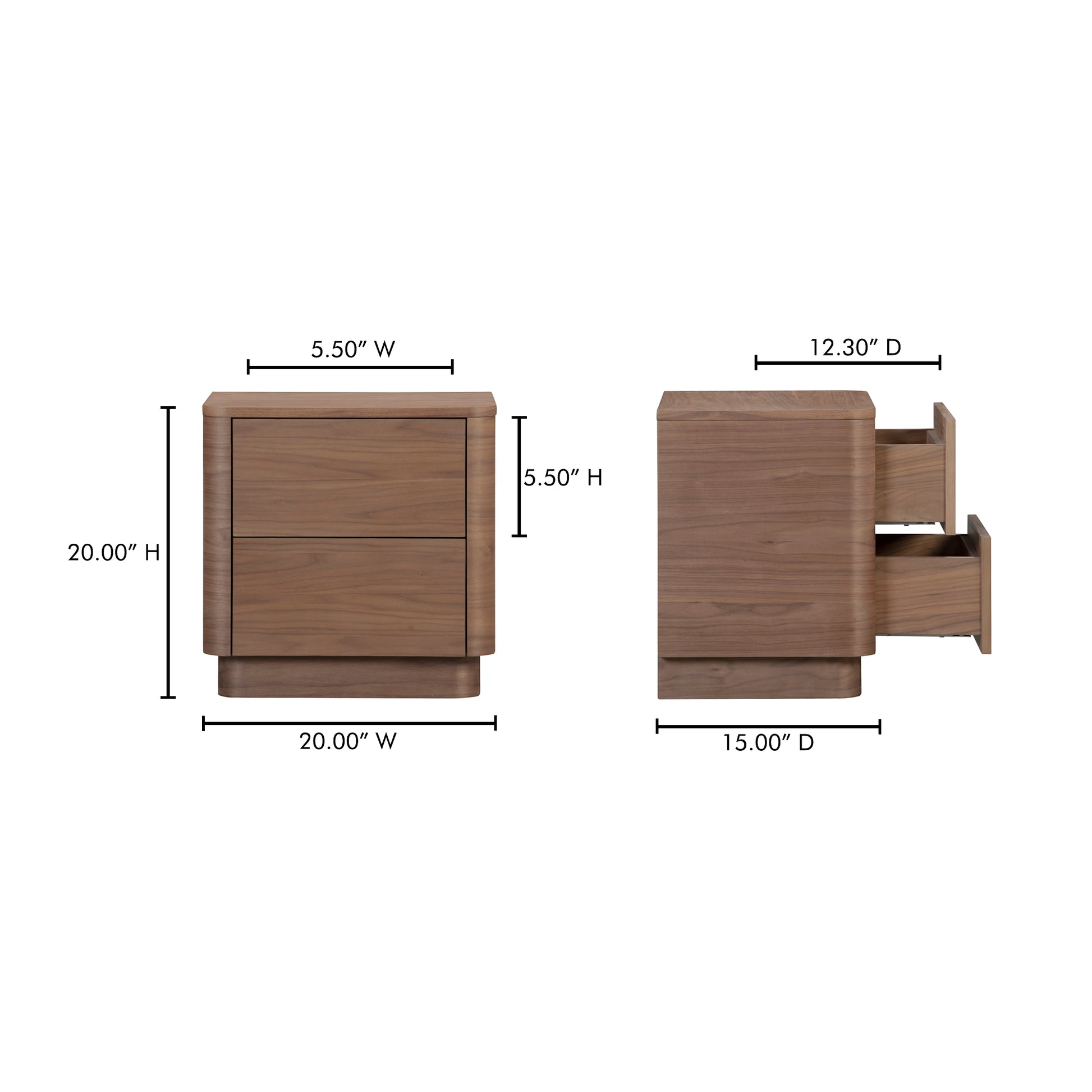 Round Off Tall Nightstand Walnut Brown by Moe's Home Collection - view 4