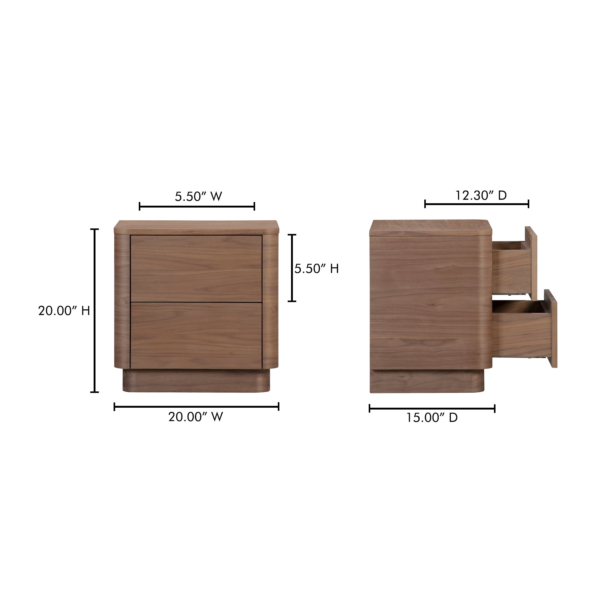 Round Off Tall Nightstand Walnut Brown by Moe's Home Collection - view 4