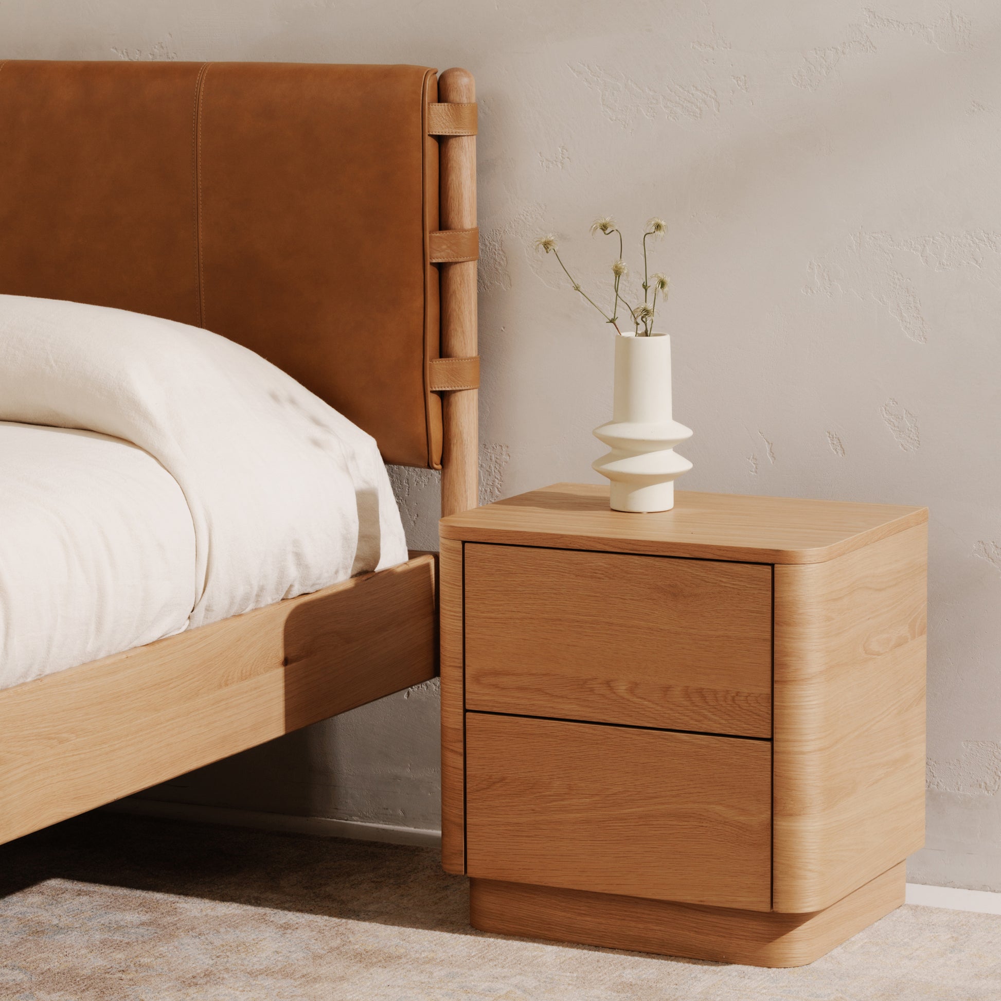 Round Off Tall Nightstand Natural Oak by Moe's Home Collection - view 2