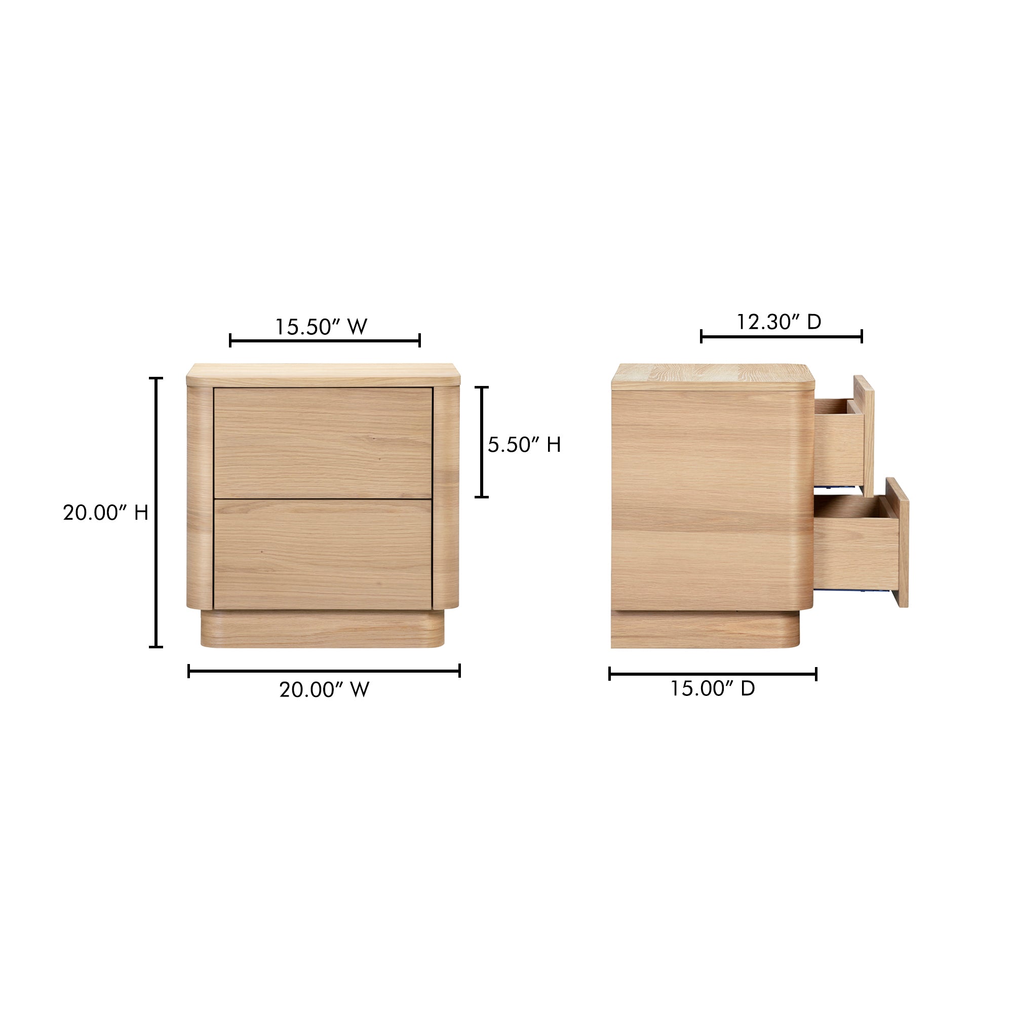 Round Off Tall Nightstand Natural Oak by Moe's Home Collection - view 4