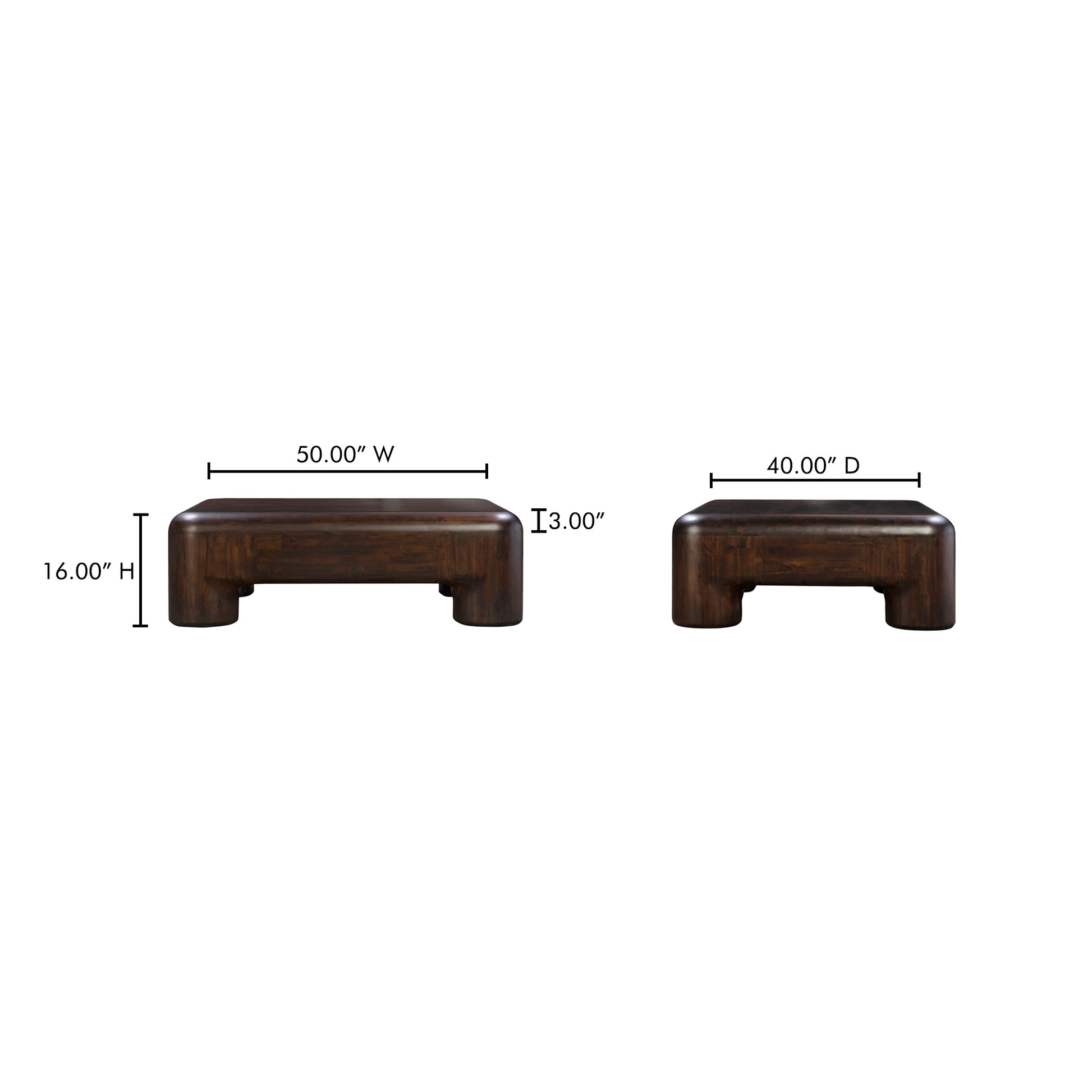 Rowan Coffee Table Dark Brown by Moe's Home Collection - view 5