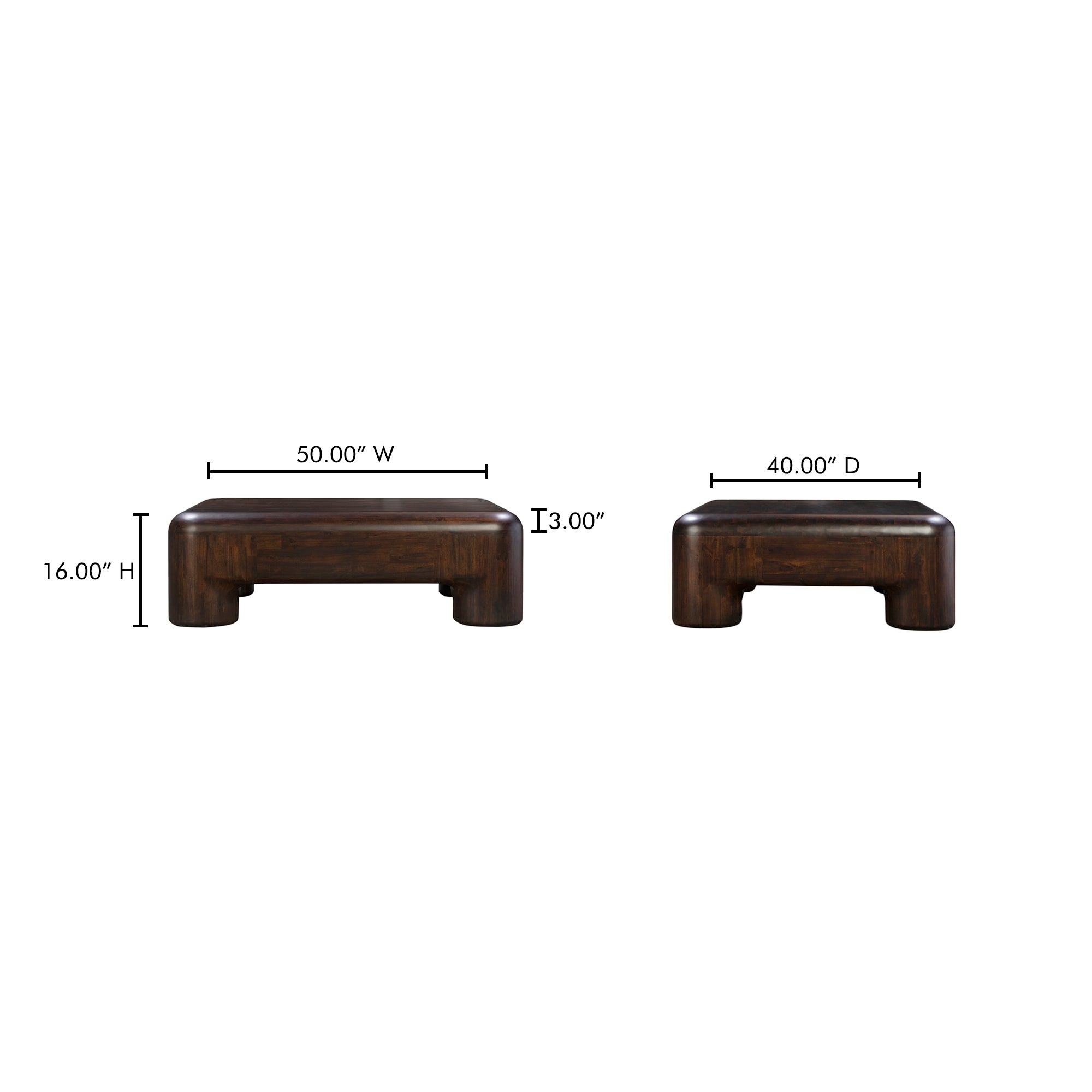 Rowan Coffee Table Dark Brown by Moe's Home Collection - view 5