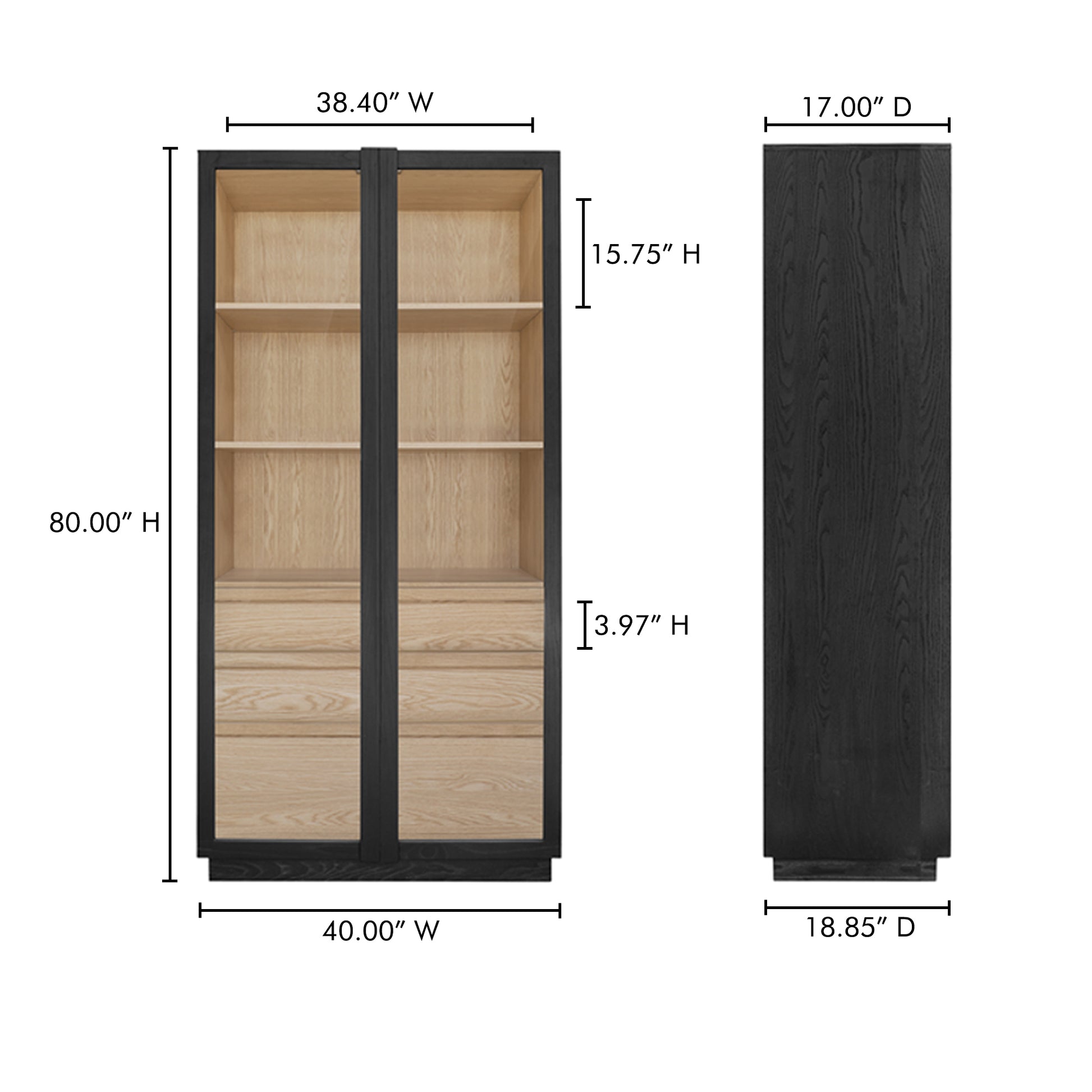 Charlotte Tall Cabinet Black by Moe's Home Collection - view 5