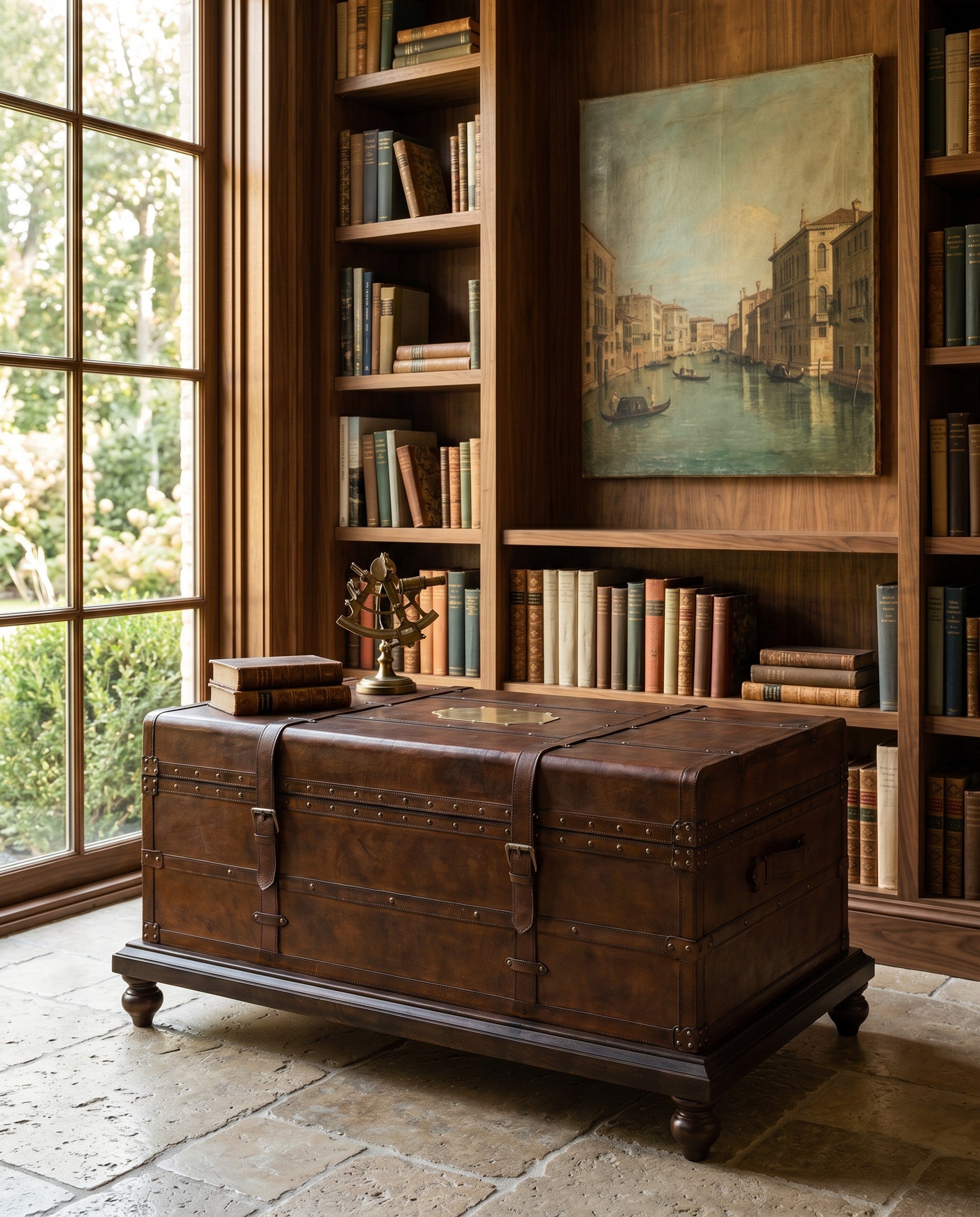 Laramie Trunk Coffee Table styled in a Sarreid room setting | ZIN Home