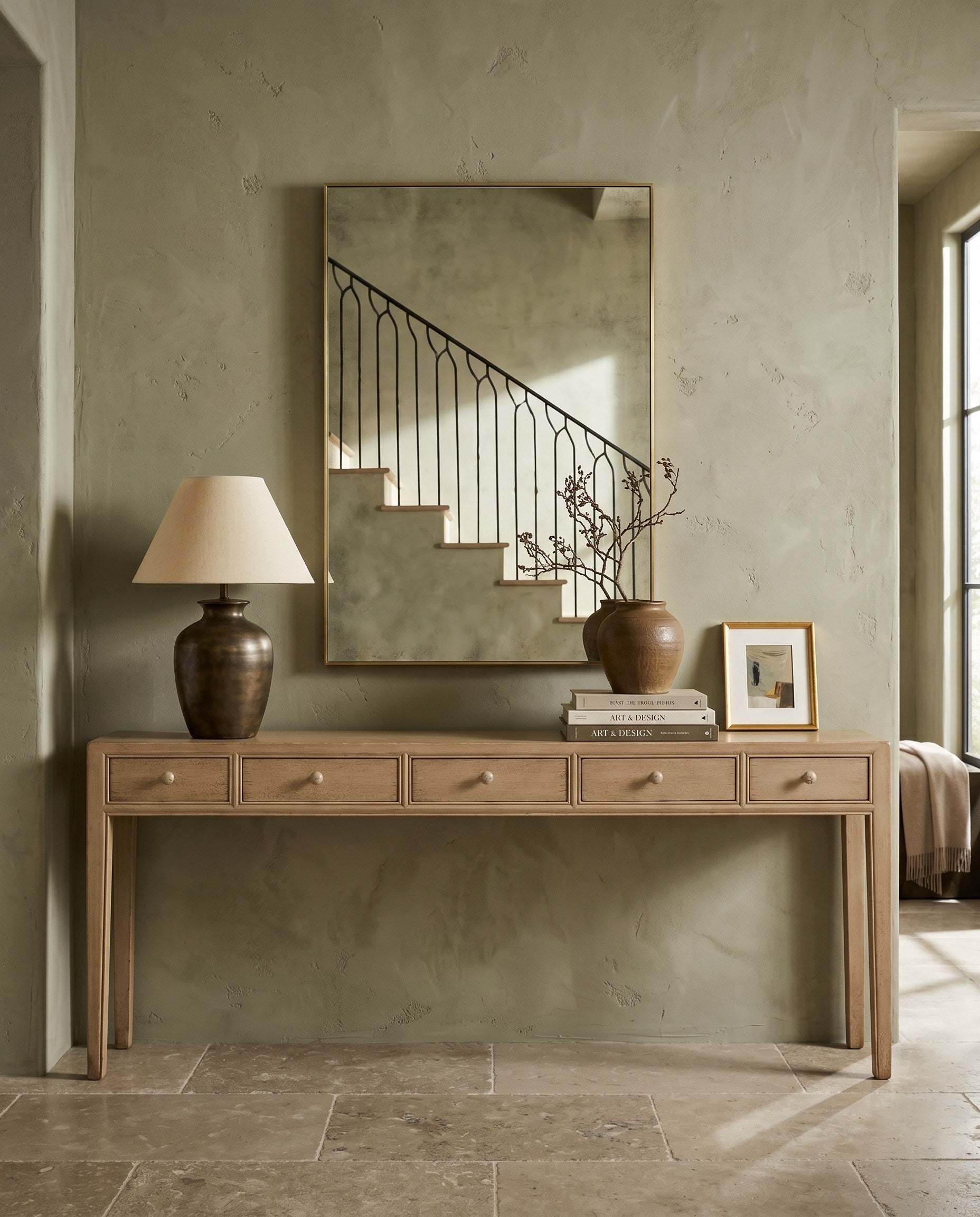 Jeweler's Console Table styled in a Sarreid room setting | ZIN Home
