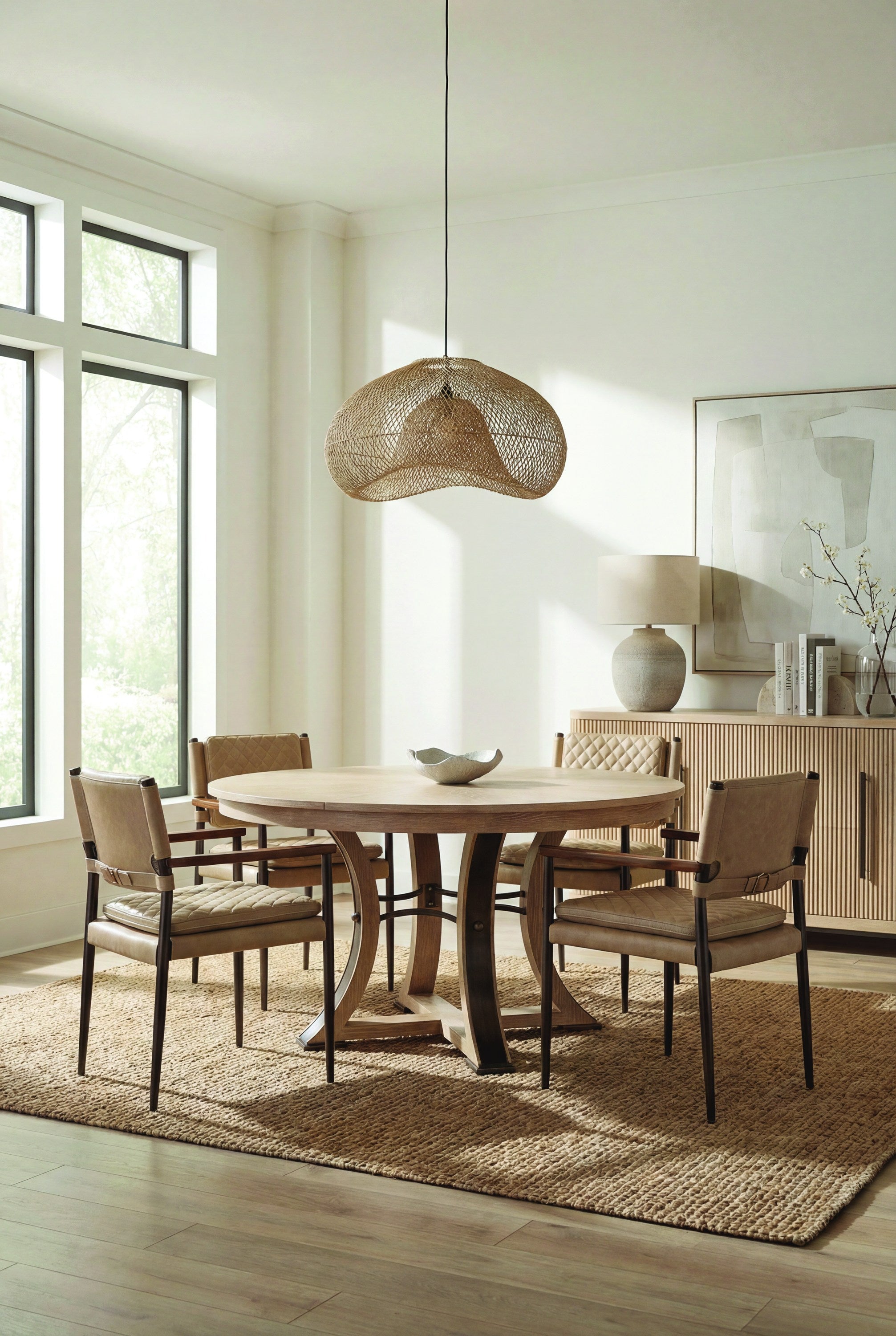The Harley Chair, Cappuccino White Lthr styled in a Sarreid room setting | ZIN Home
