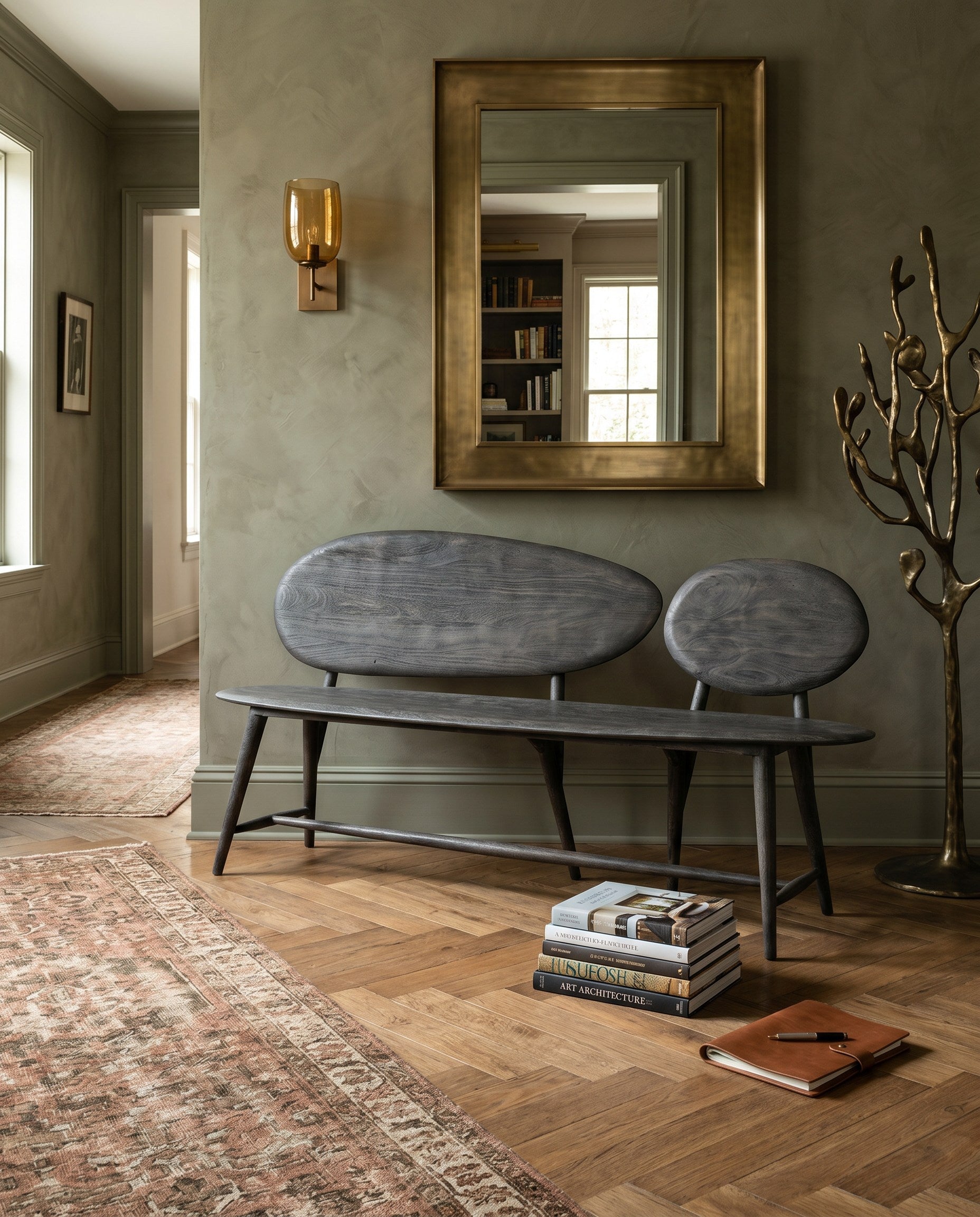 Pebble Bench styled in a Sarreid room setting | ZIN Home