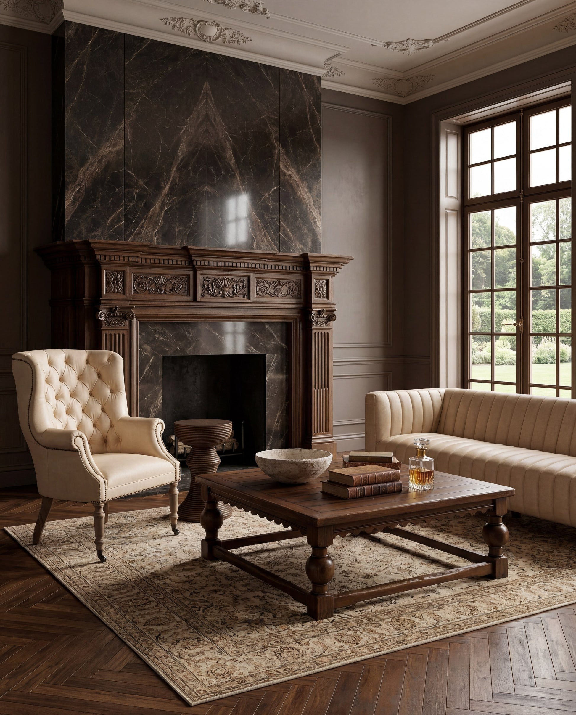Durand Coffee Table styled in a Sarreid room setting | ZIN Home