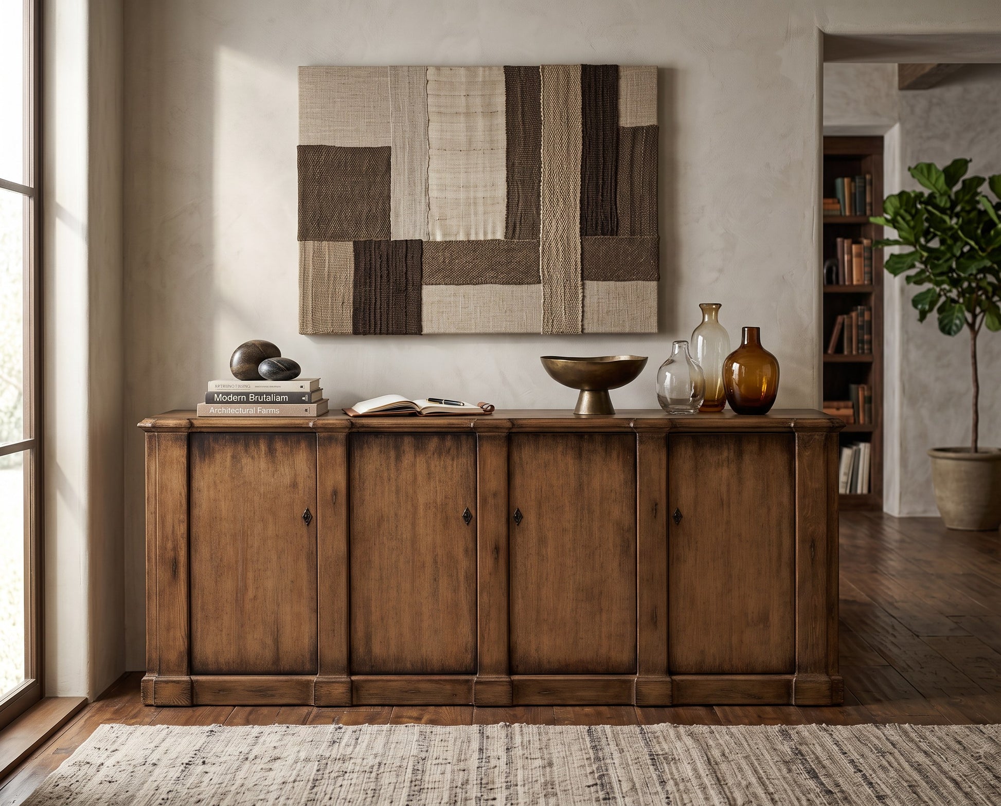 Villefranche Sideboard, Brown styled in a Sarreid room setting | ZIN Home
