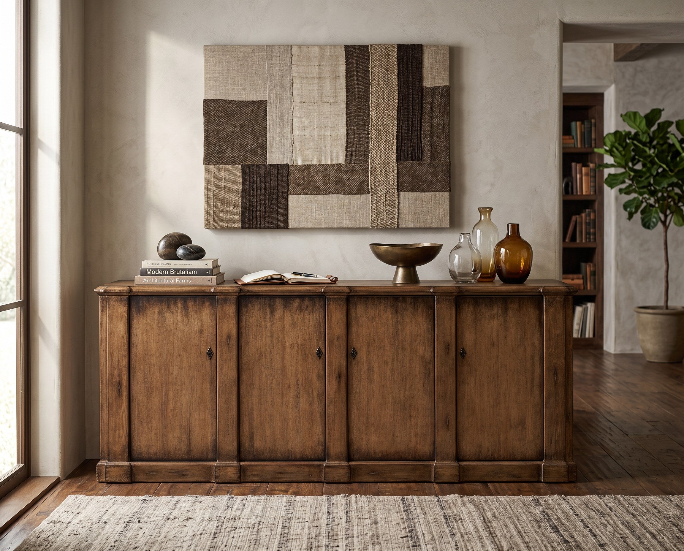 Villefranche Sideboard, Brown styled in a Sarreid room setting | ZIN Home